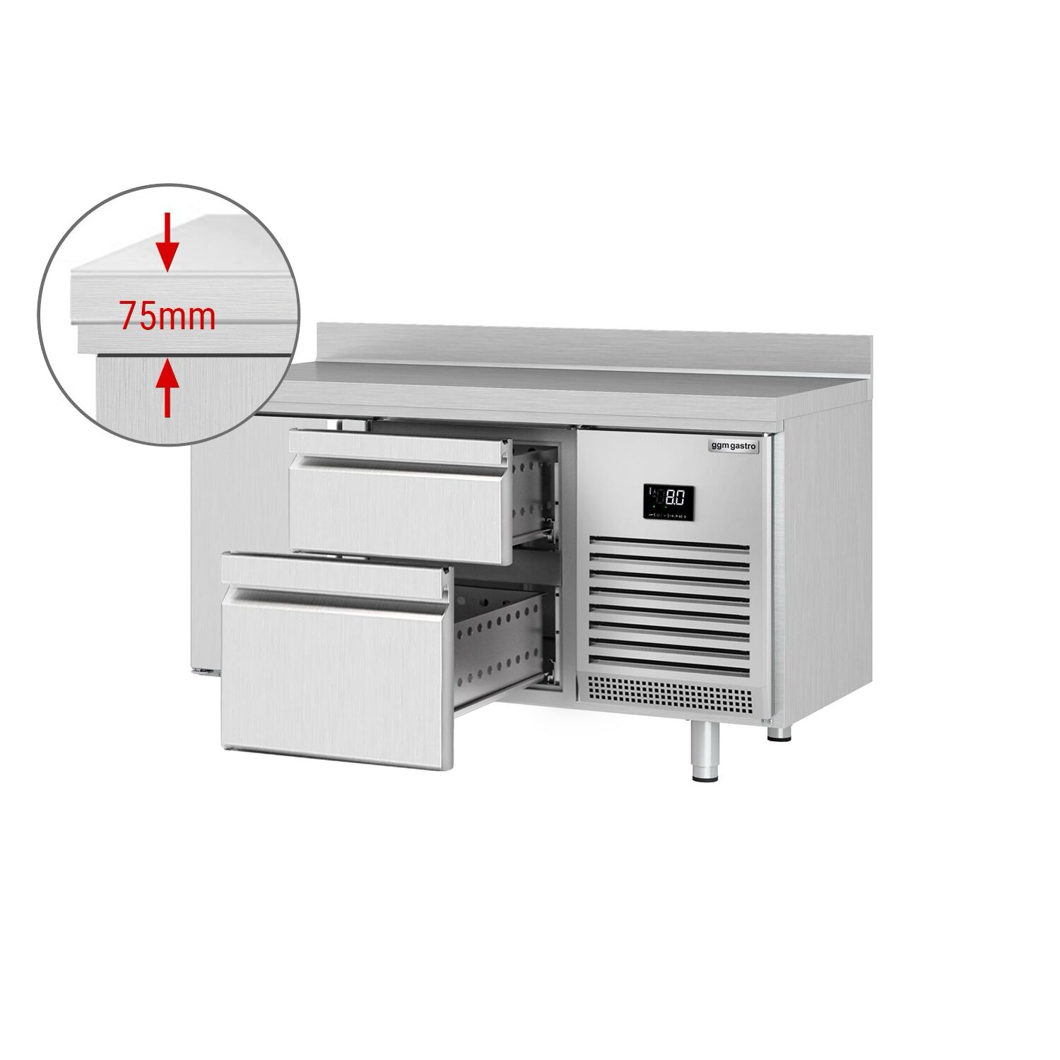 Külmlaud PREMIUM PLUS 1468×700mm, 1 uks ja 2 sahtlit