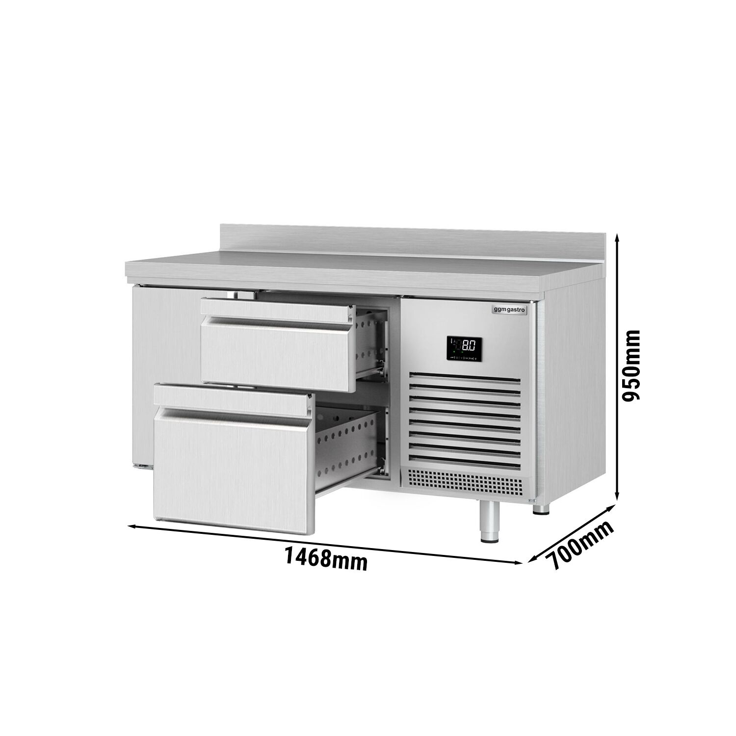 Külmlaud PREMIUM PLUS 1468×700mm, 1 uks ja 2 sahtlit