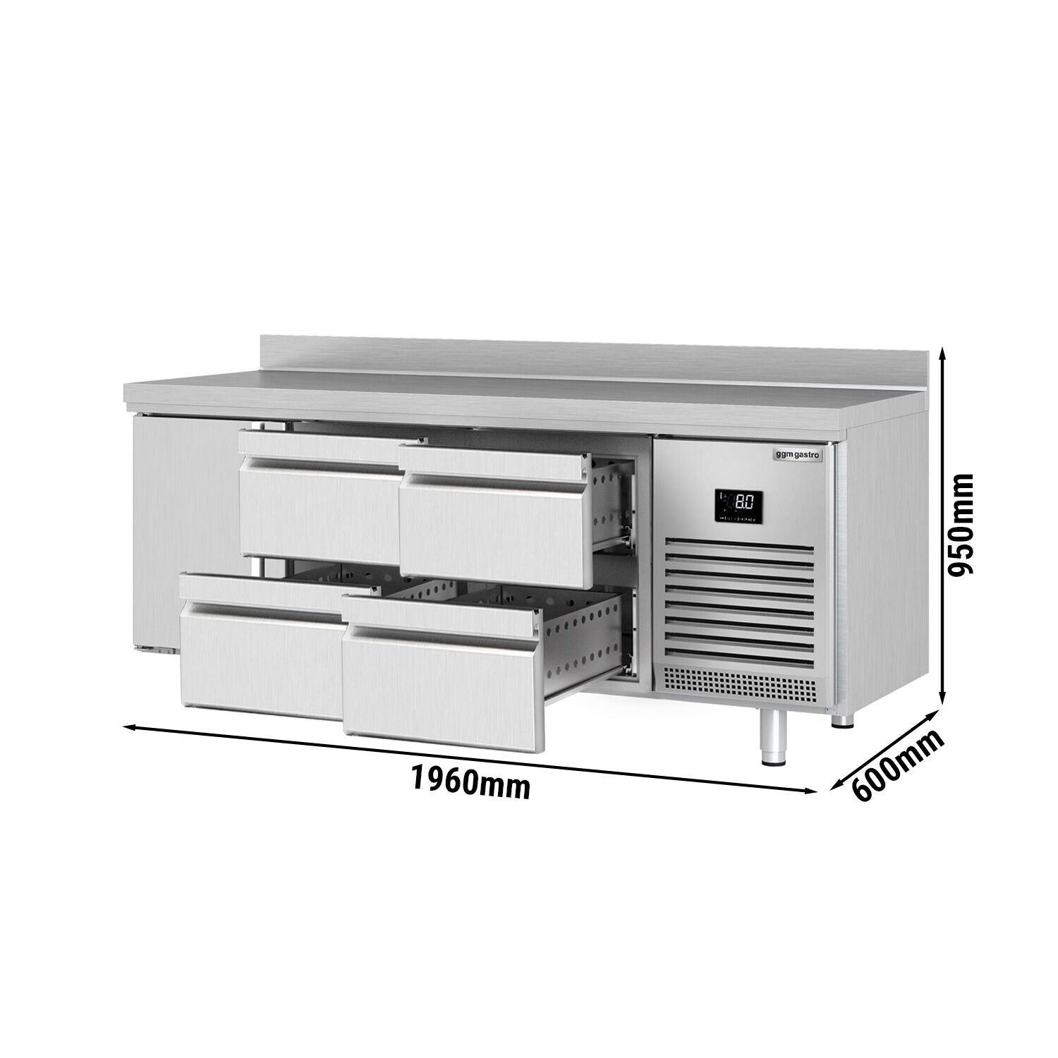 Külmlaud PREMIUM PLUS 1960×600mm, 1 uks ja 4 sahtlit