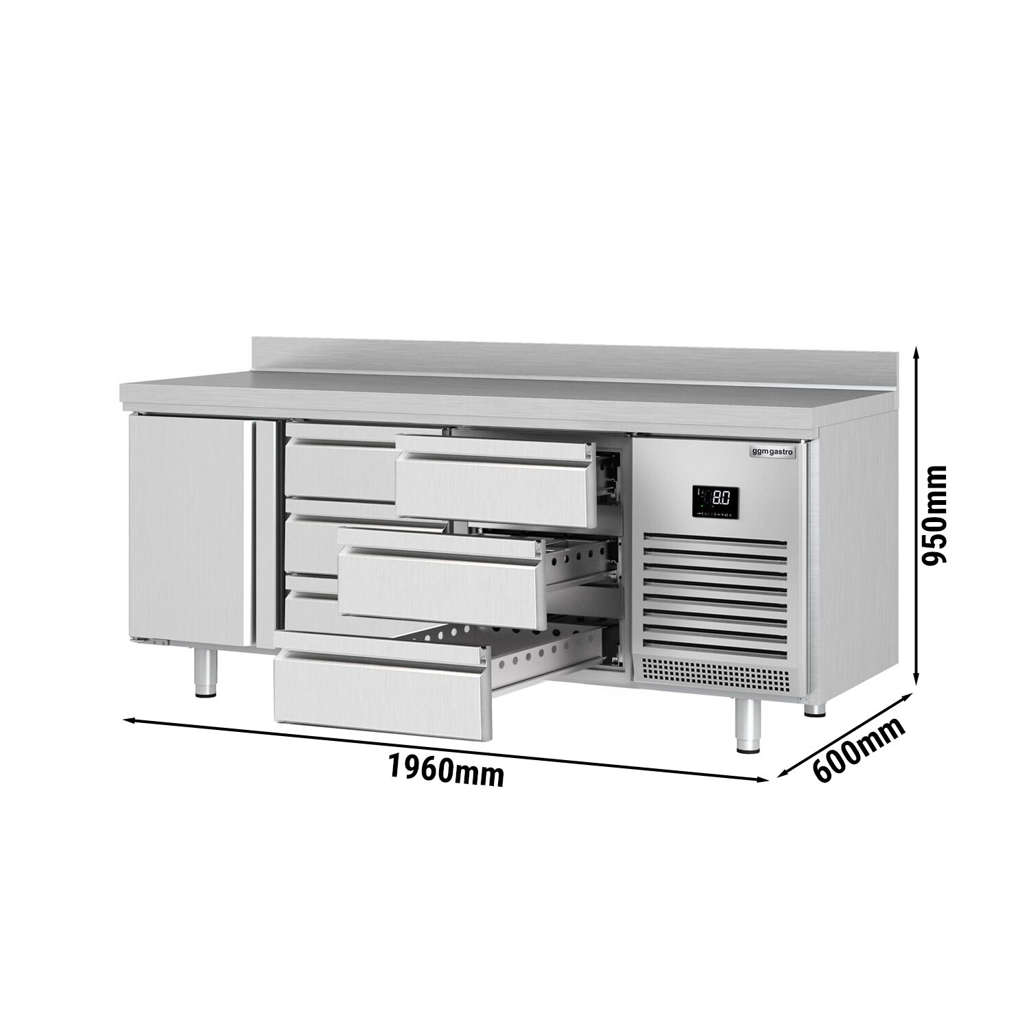 Külmlaud PREMIUM PLUS 1960×600mm, 1 uks ja 6 sahtlit