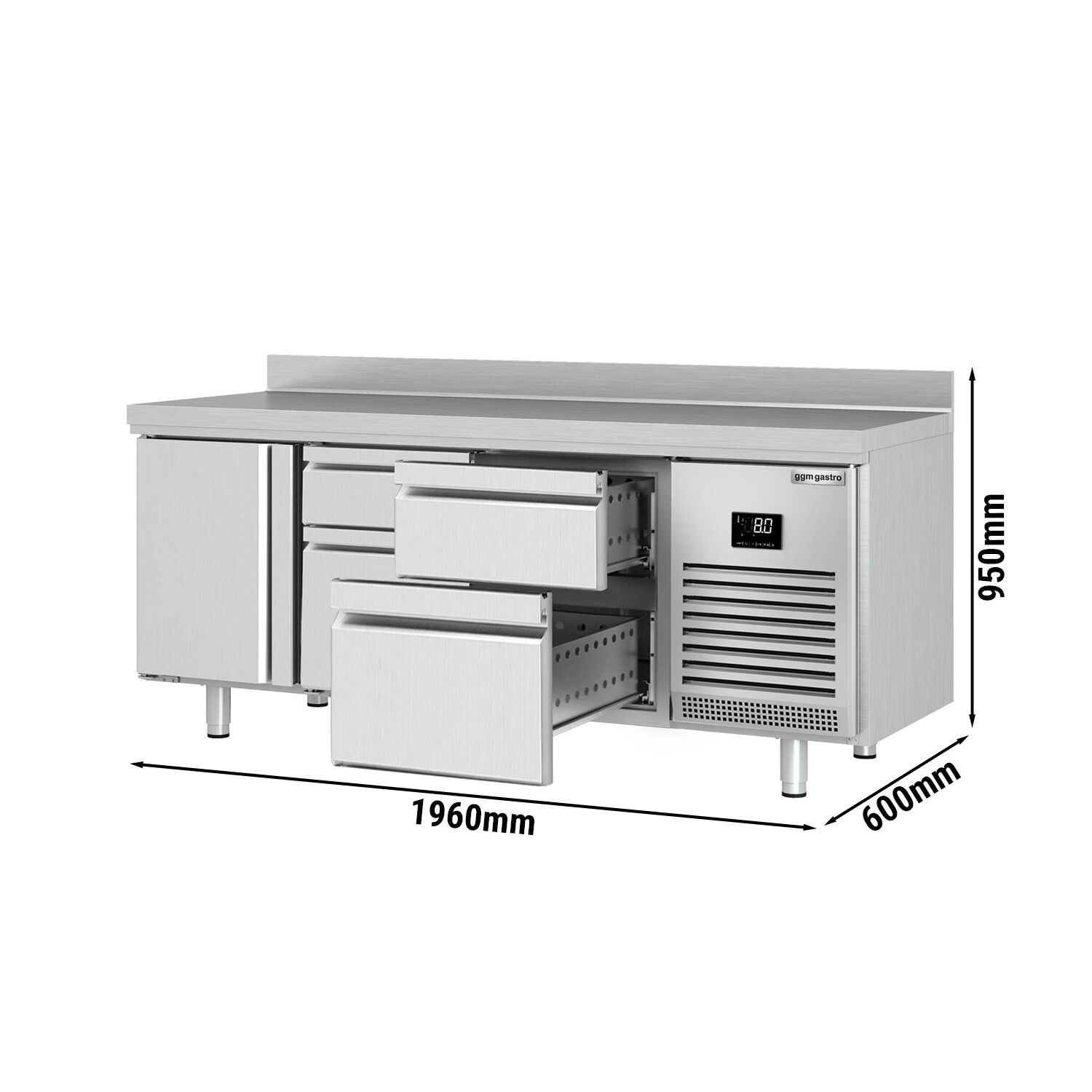 Külmlaud PREMIUM PLUS 1960×600mm, 1 uks ja 4 sahtlit
