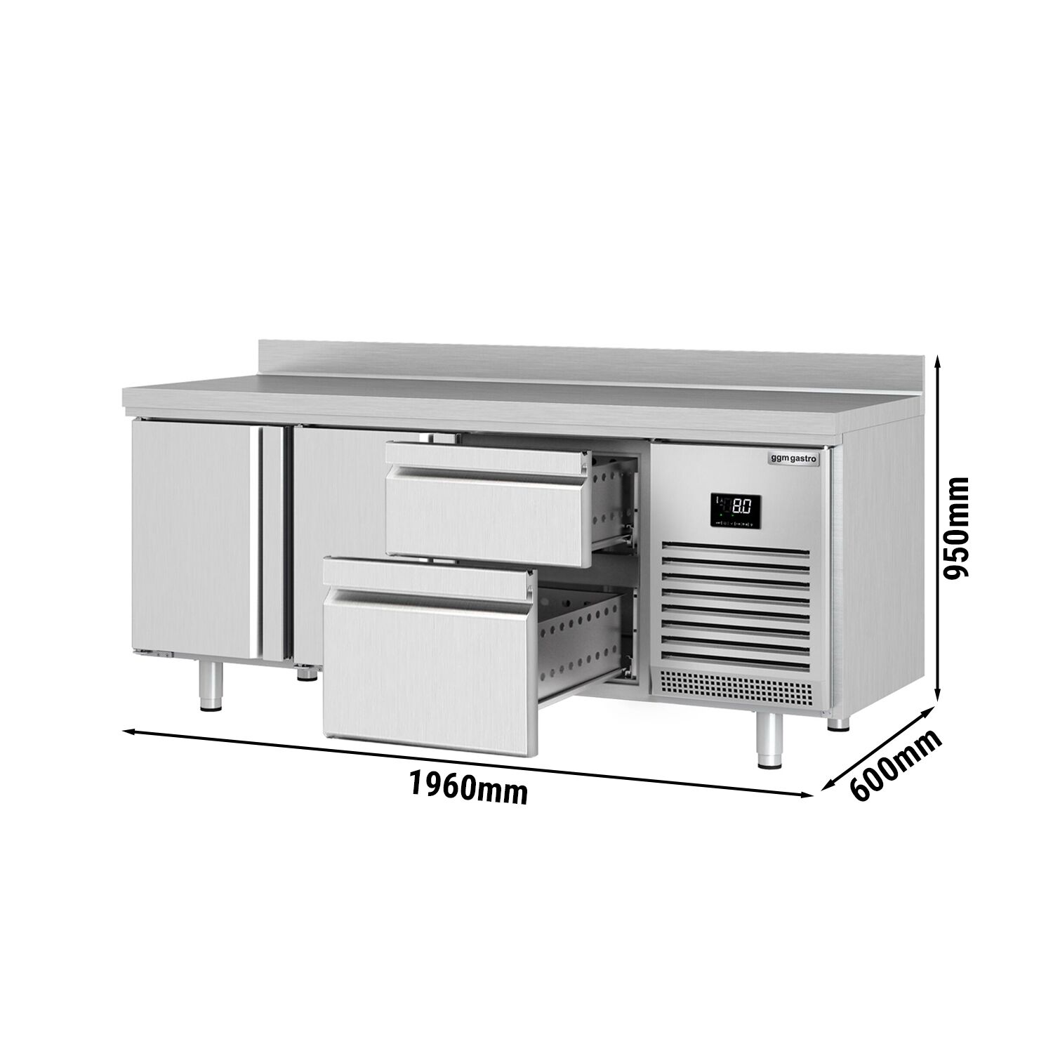 Külmlaud PREMIUM PLUS 1960×600mm, 2 ust ja 2 sahtlit