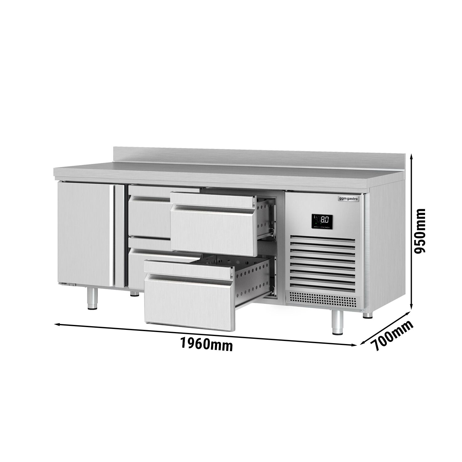 Külmlaud PREMIUM PLUS 1960×700mm, 1 uks ja 4 sahtlit