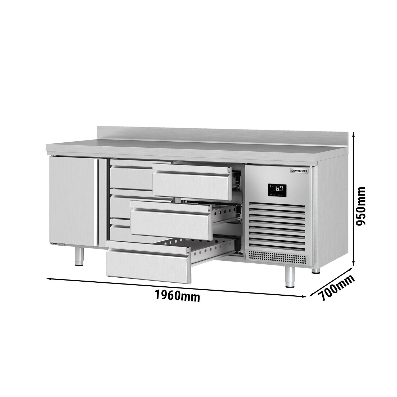Külmlaud PREMIUM PLUS 1960×700mm, 1 uks ja 6 sahtlit