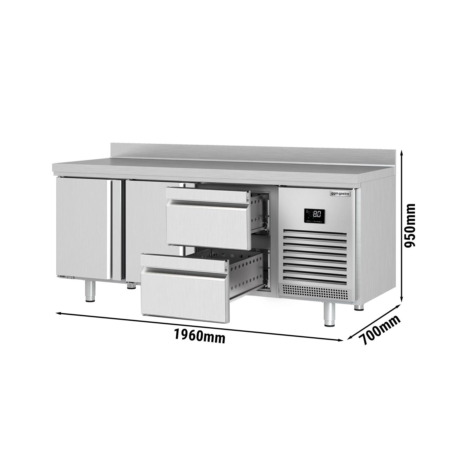 Külmlaud PREMIUM PLUS 1960×700mm, 2 ust ja 2 sahtlit