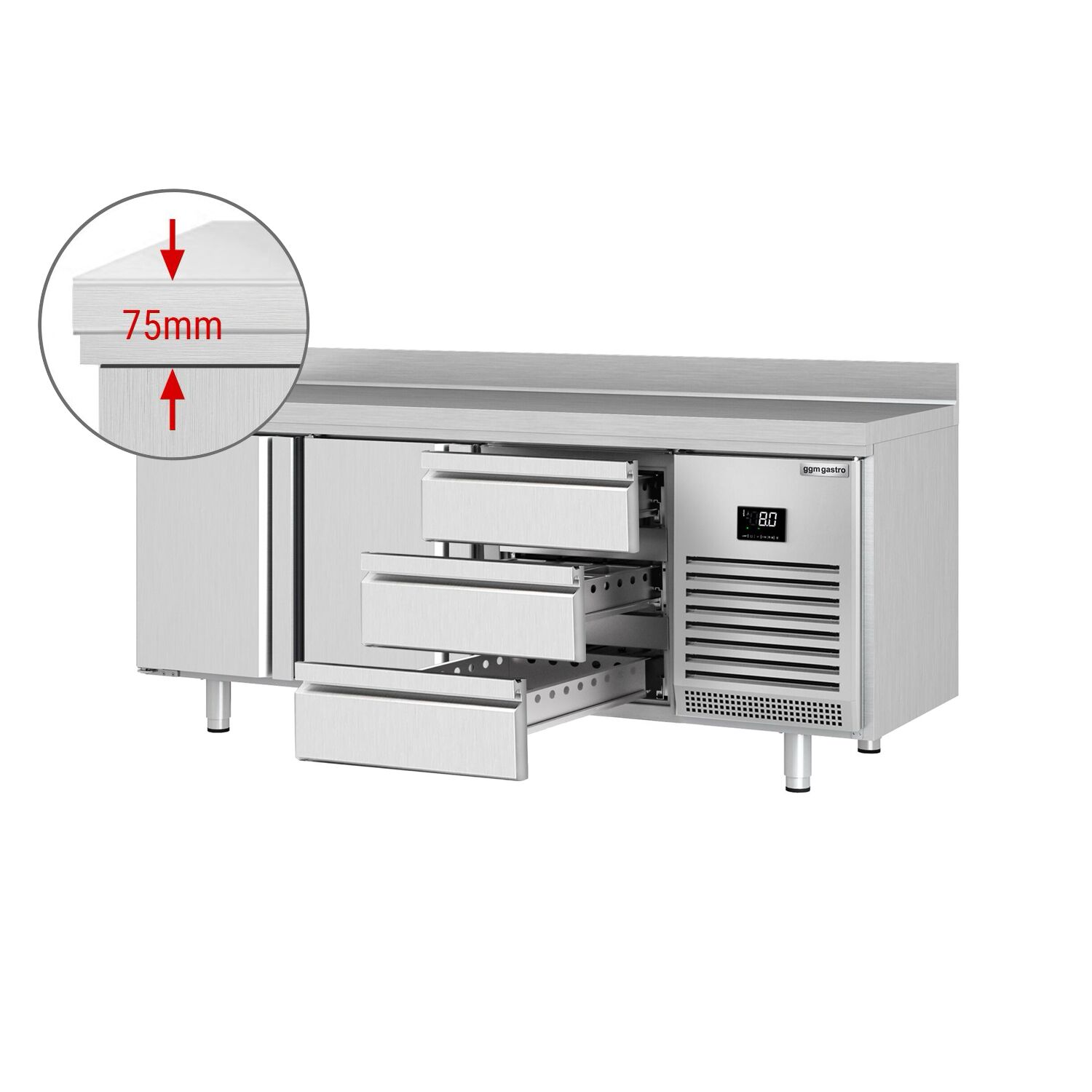 Külmlaud PREMIUM PLUS 1960×700mm, 2 ust ja 3 sahtlit