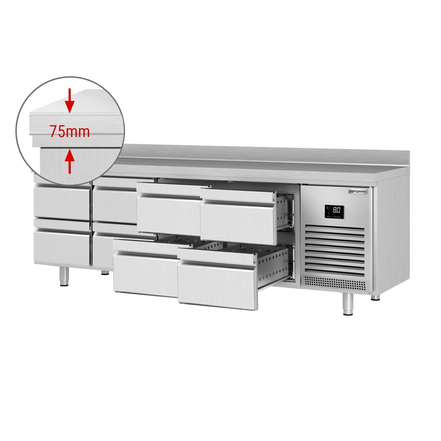 Külmlaud 2452×700mm, 8 sahtlit