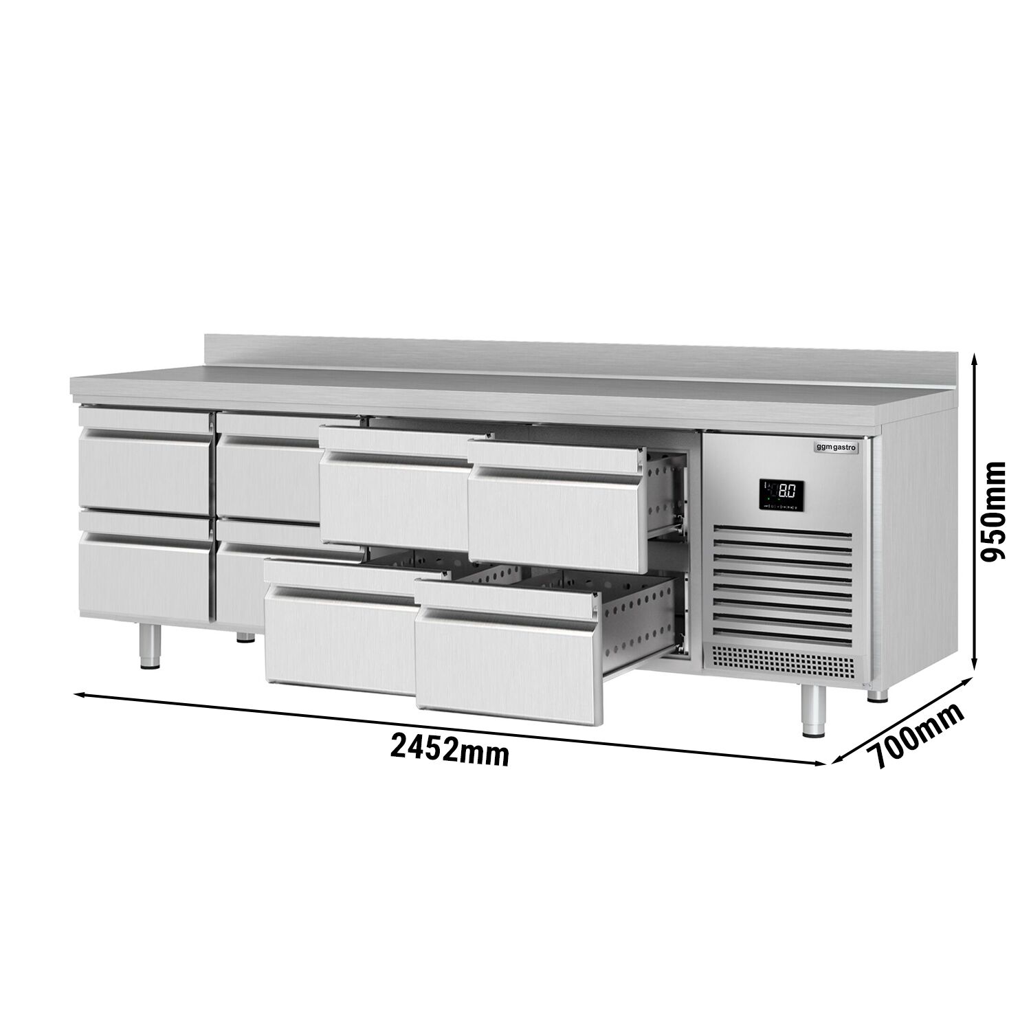 Külmlaud 2452×700mm, 8 sahtlit