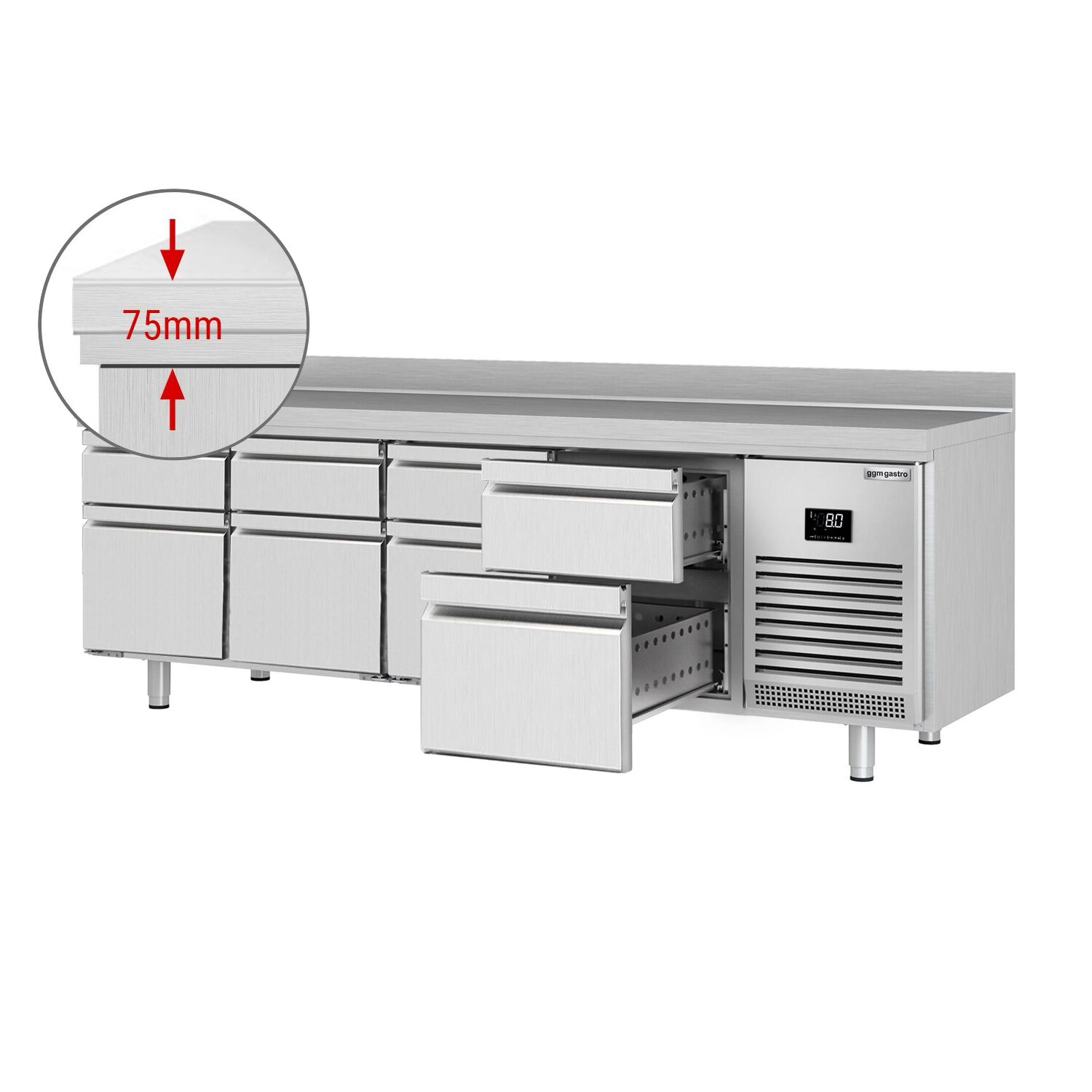 Külmlaud 2452×700mm, 8 sahtlit
