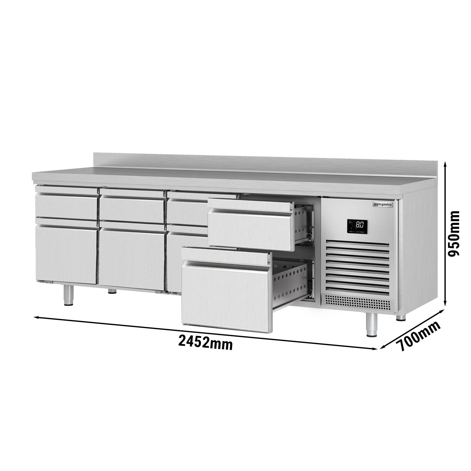 Külmlaud 2452×700mm, 8 sahtlit
