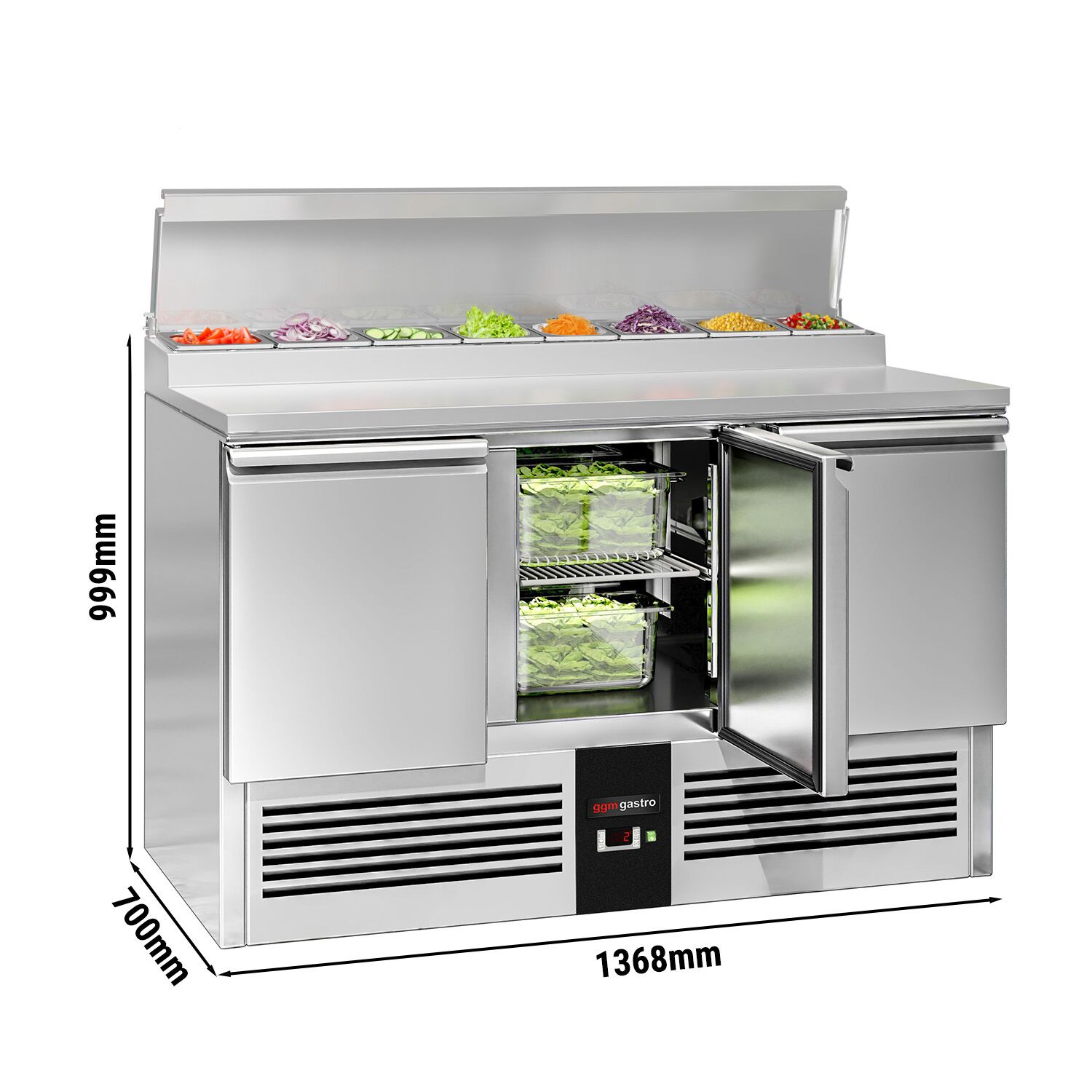 Salatileti ettevalmistuslaud Mini PREMIUM, 1368mm, 3 ust