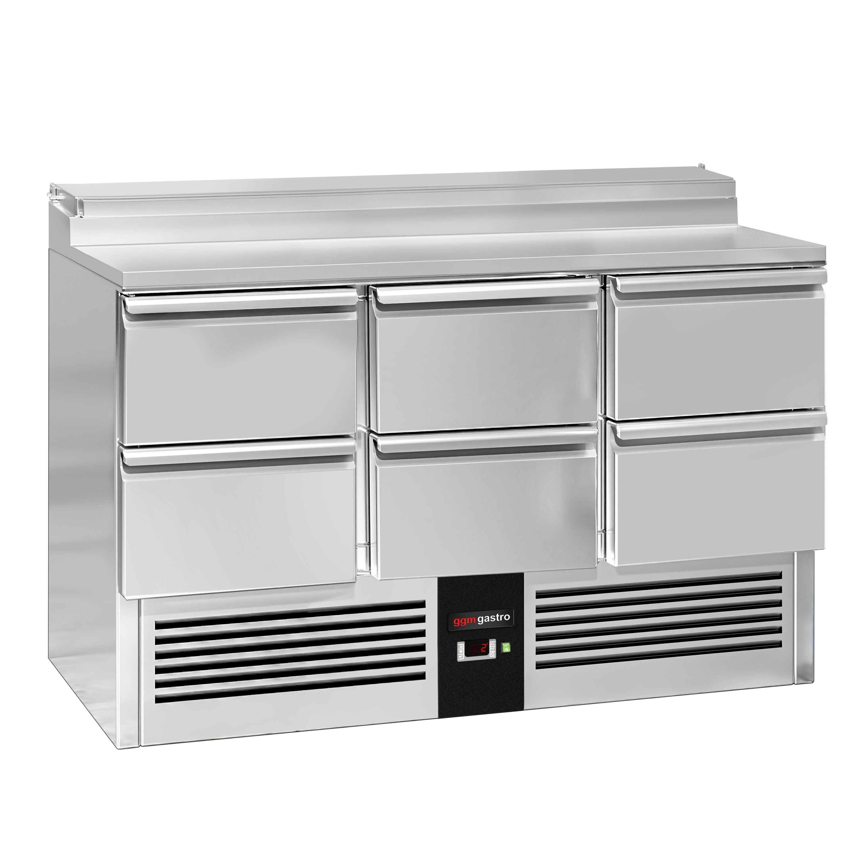 Salatileti ettevalmistuslaud PREMIUM, 1368mm, 6 sahtlit