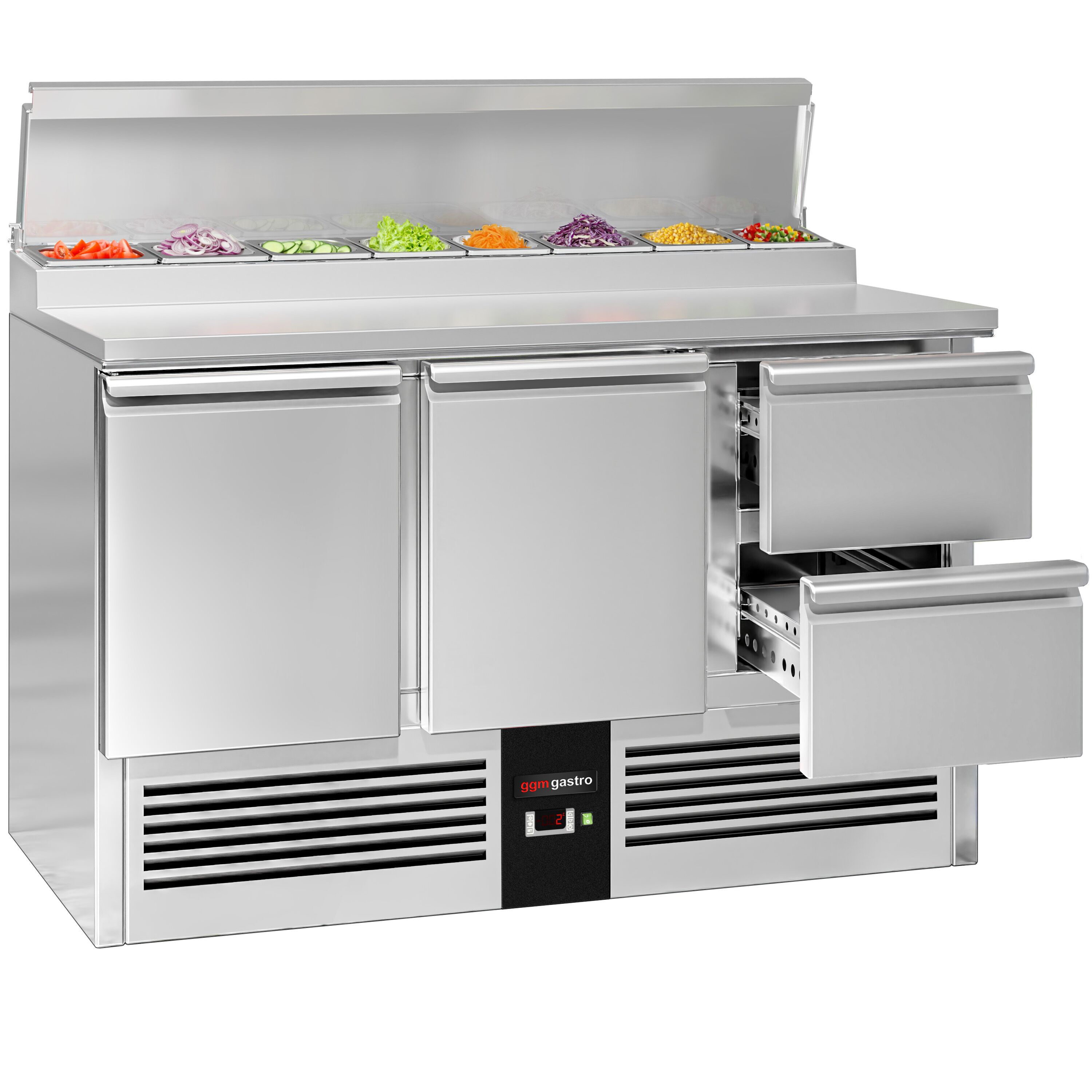 Salatileti ettevalmistuslaud PREMIUM, 1368mm, 2 ust+2 sahtlit