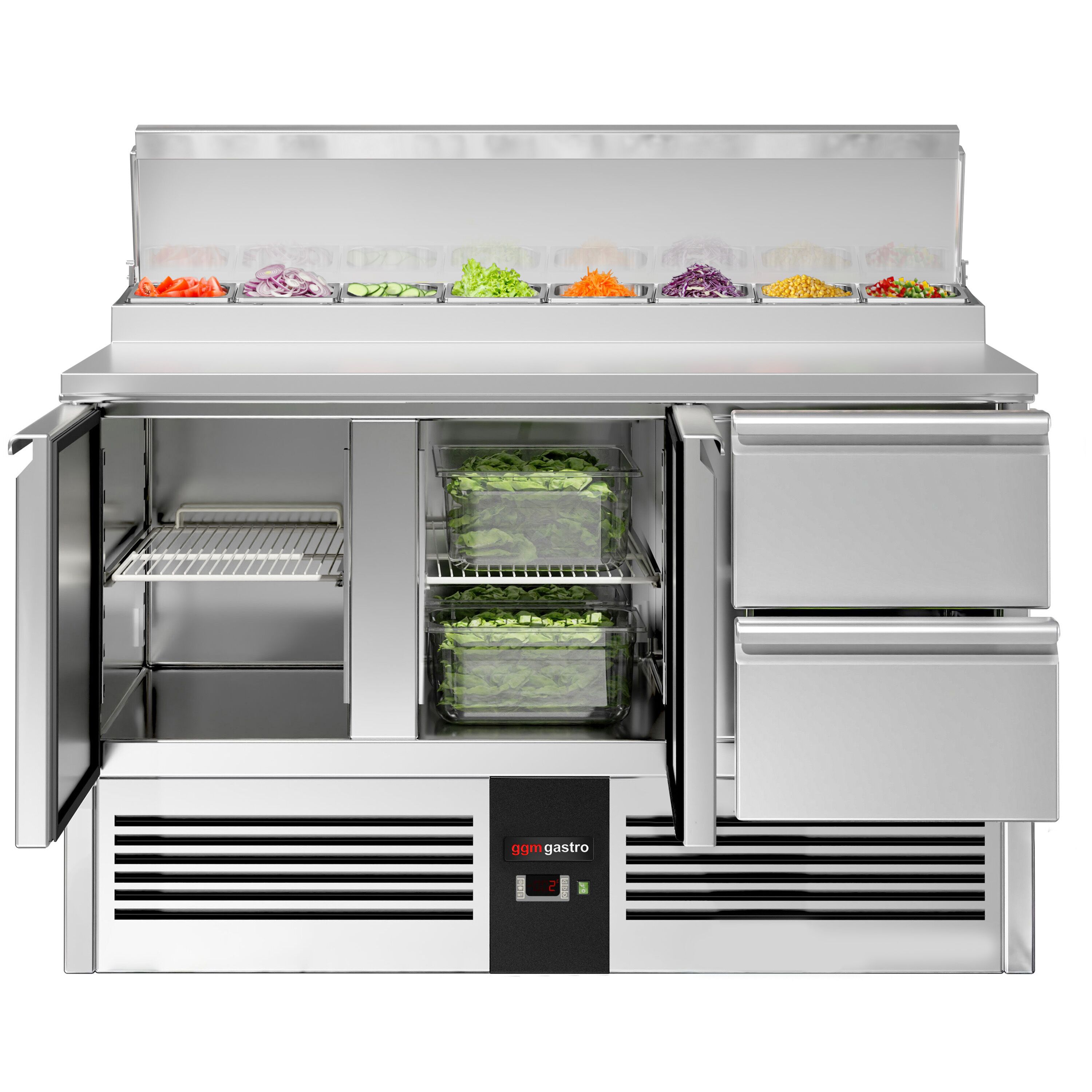 Salatileti ettevalmistuslaud PREMIUM, 1368mm, 2 ust+2 sahtlit