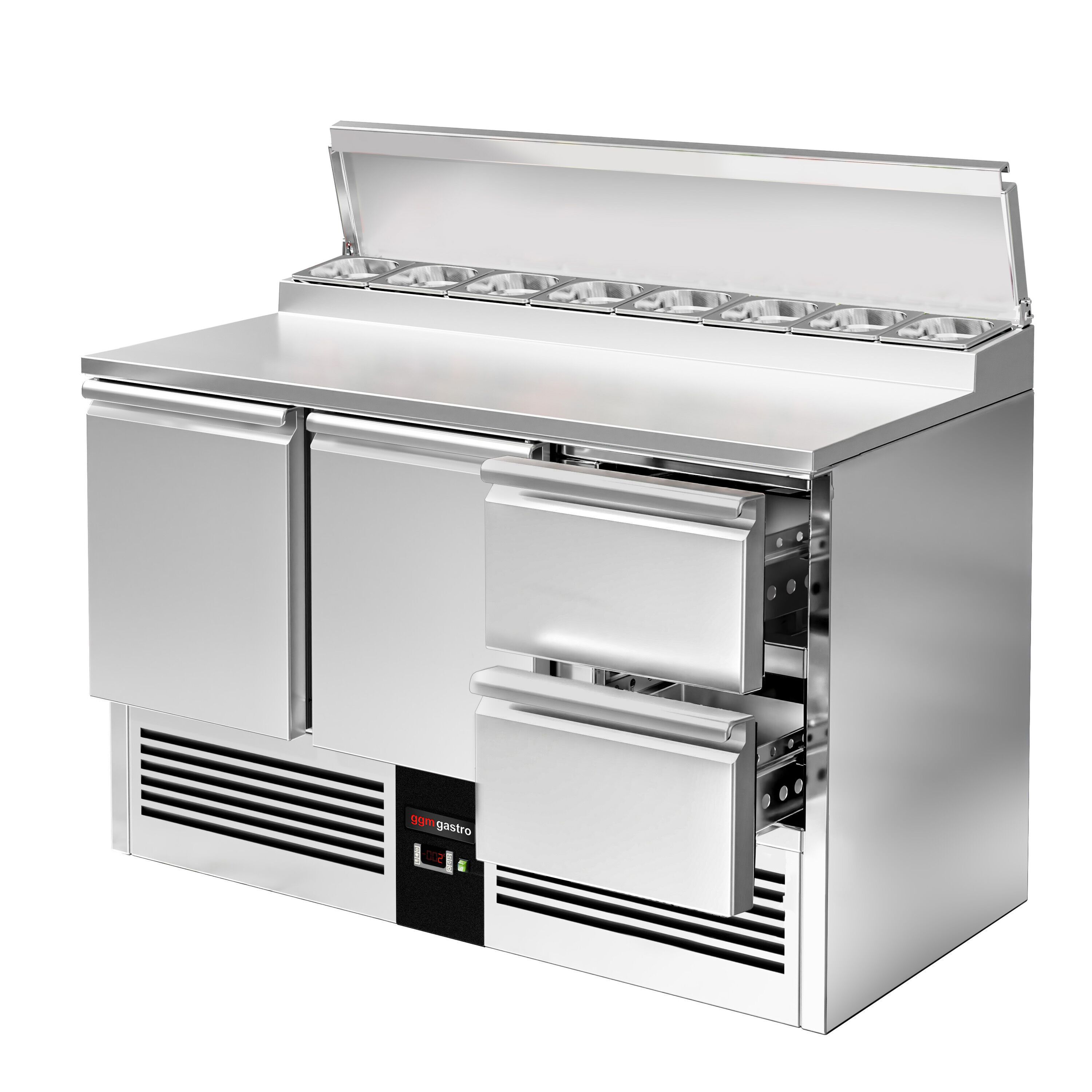 Salatileti ettevalmistuslaud PREMIUM, 1368mm, 2 ust+2 sahtlit
