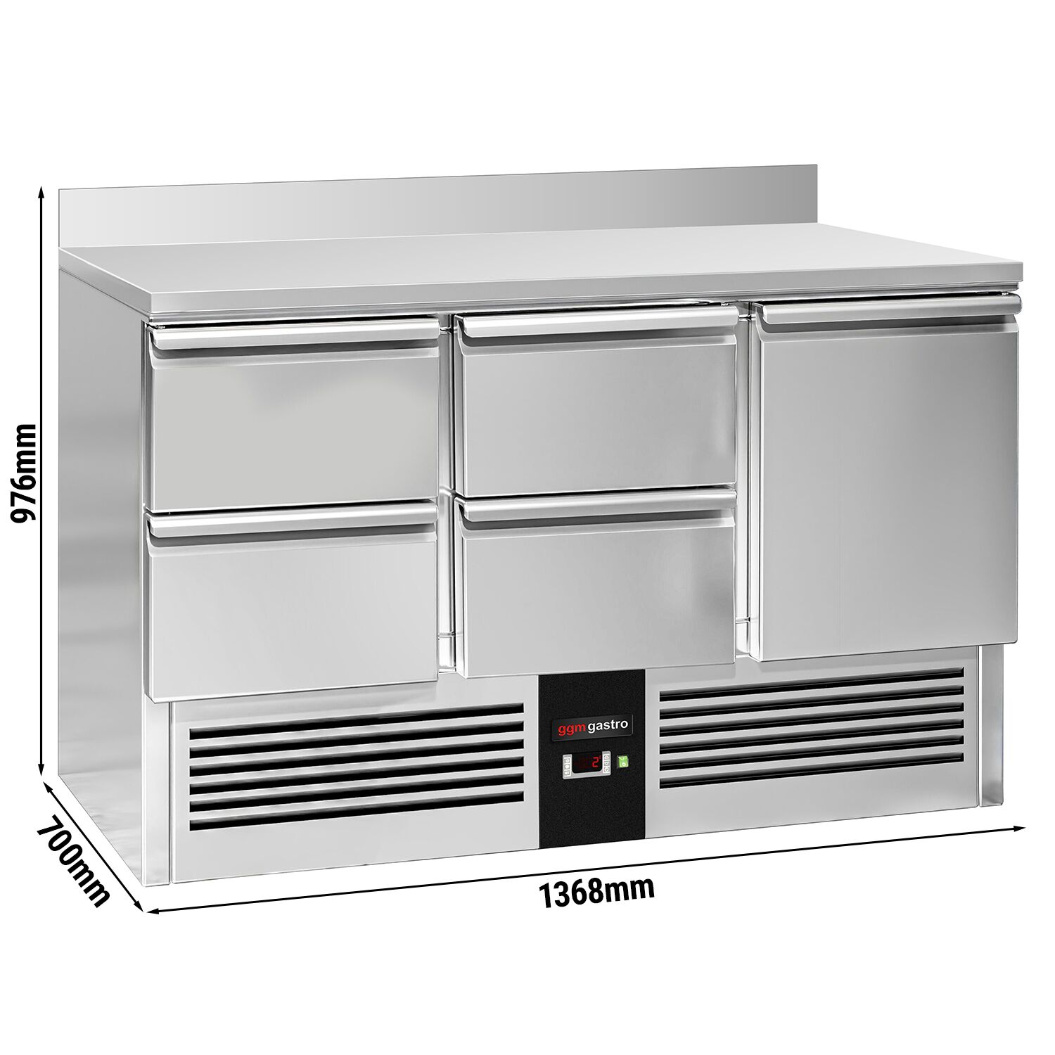 Külmlaud PREMIUM 1368×700mm, 1 uks ja 4 sahtlit