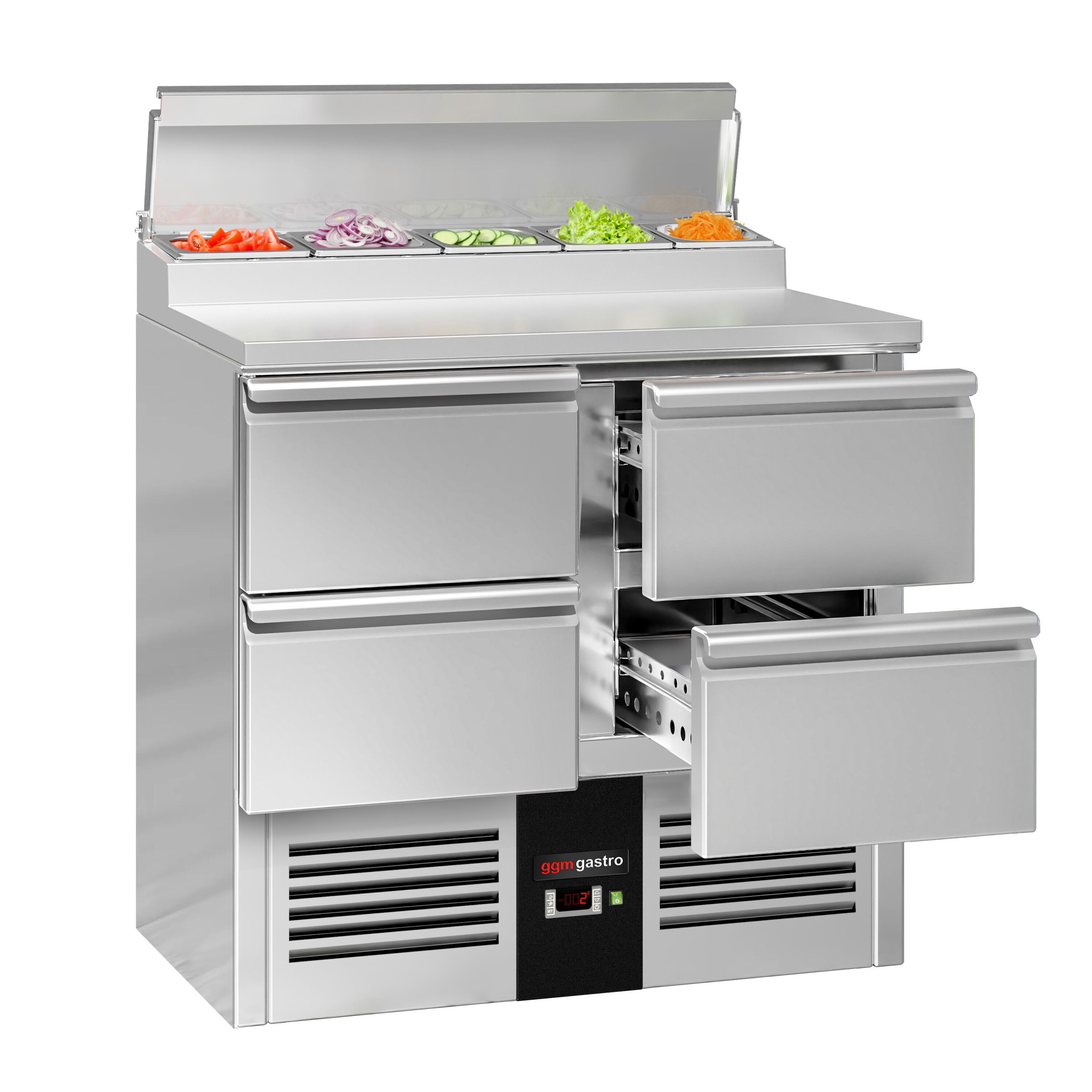 Salatileti ettevalmistuslaud PREMIUM, 900mm, 4 sahtlit