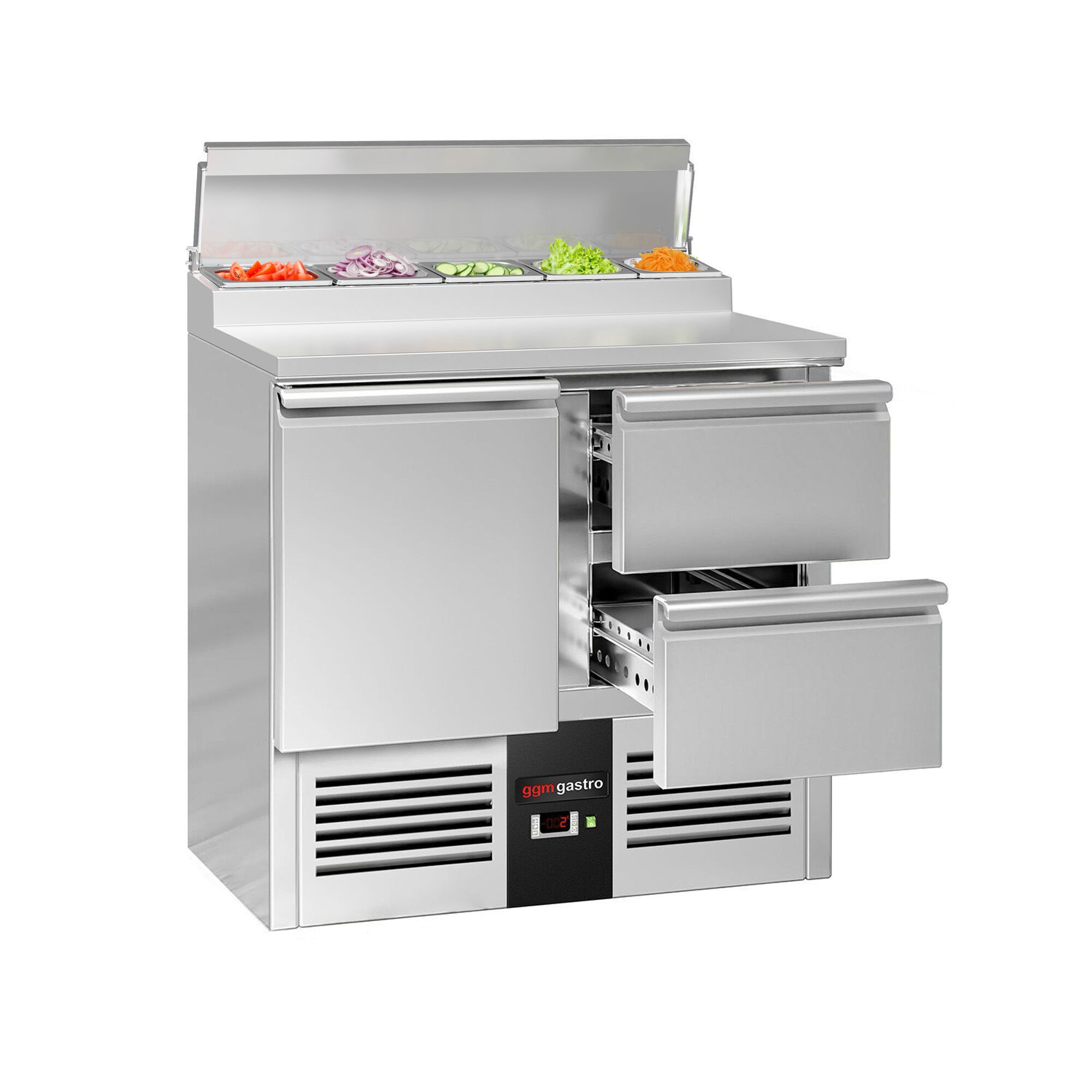Salatileti ettevalmistuslaud PREMIUM, 900mm, 1 uks+2 sahtlit