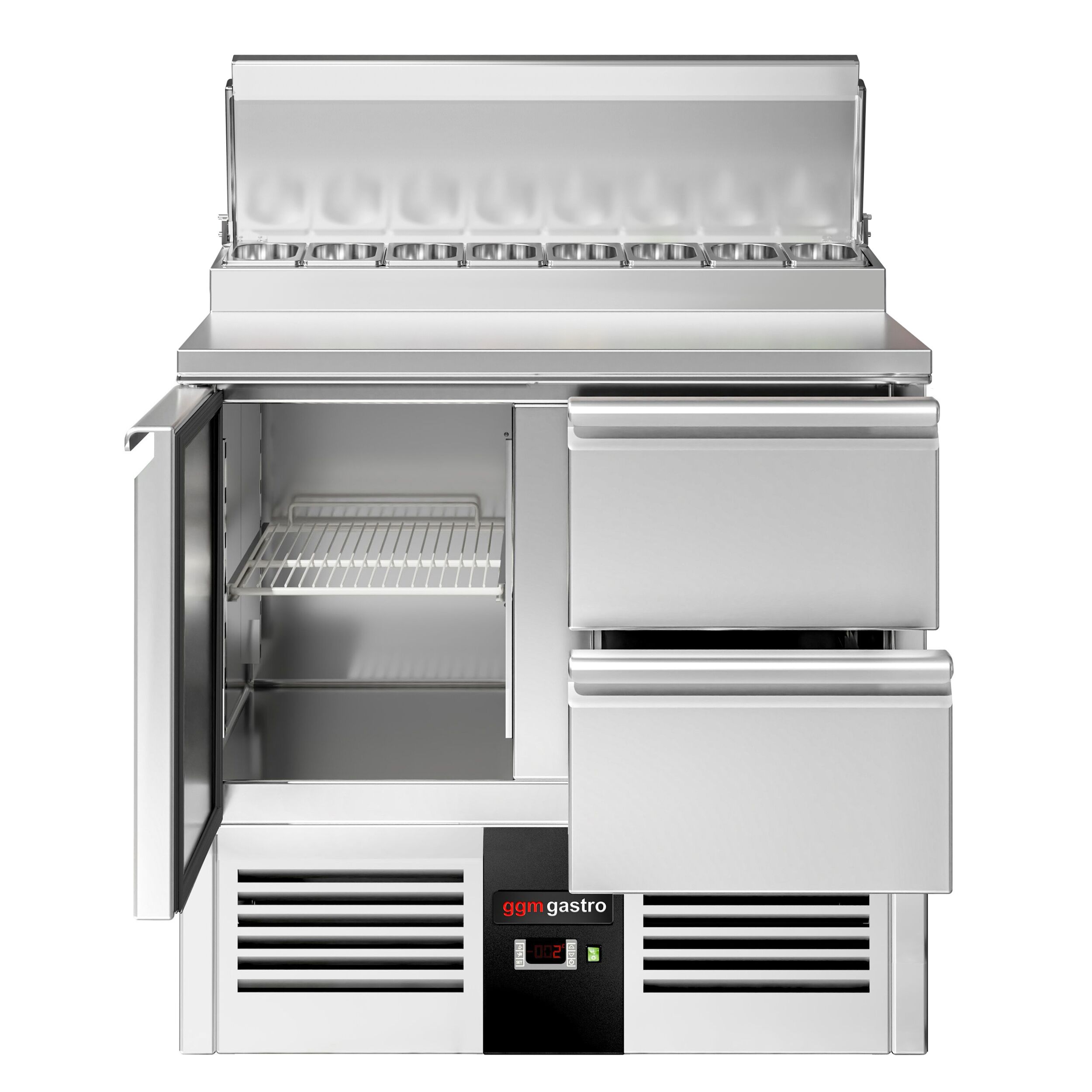 Salatileti ettevalmistuslaud PREMIUM, 900mm, 1 uks+2 sahtlit