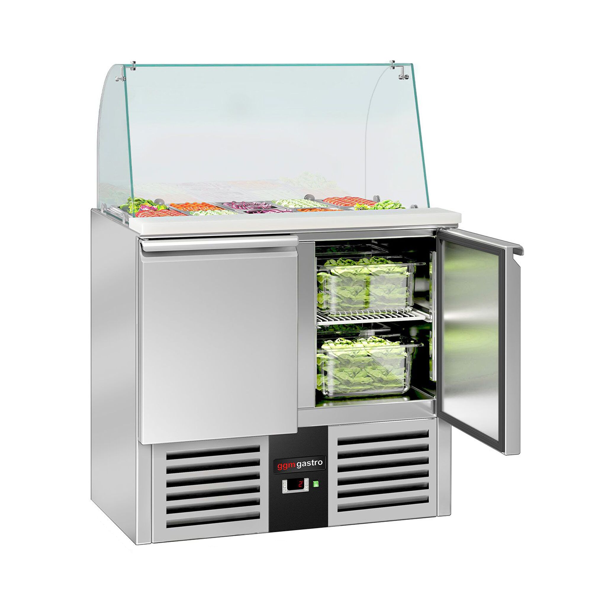 Salatilett PREMIUM, 900mm, 2 ust, klaasvitriin