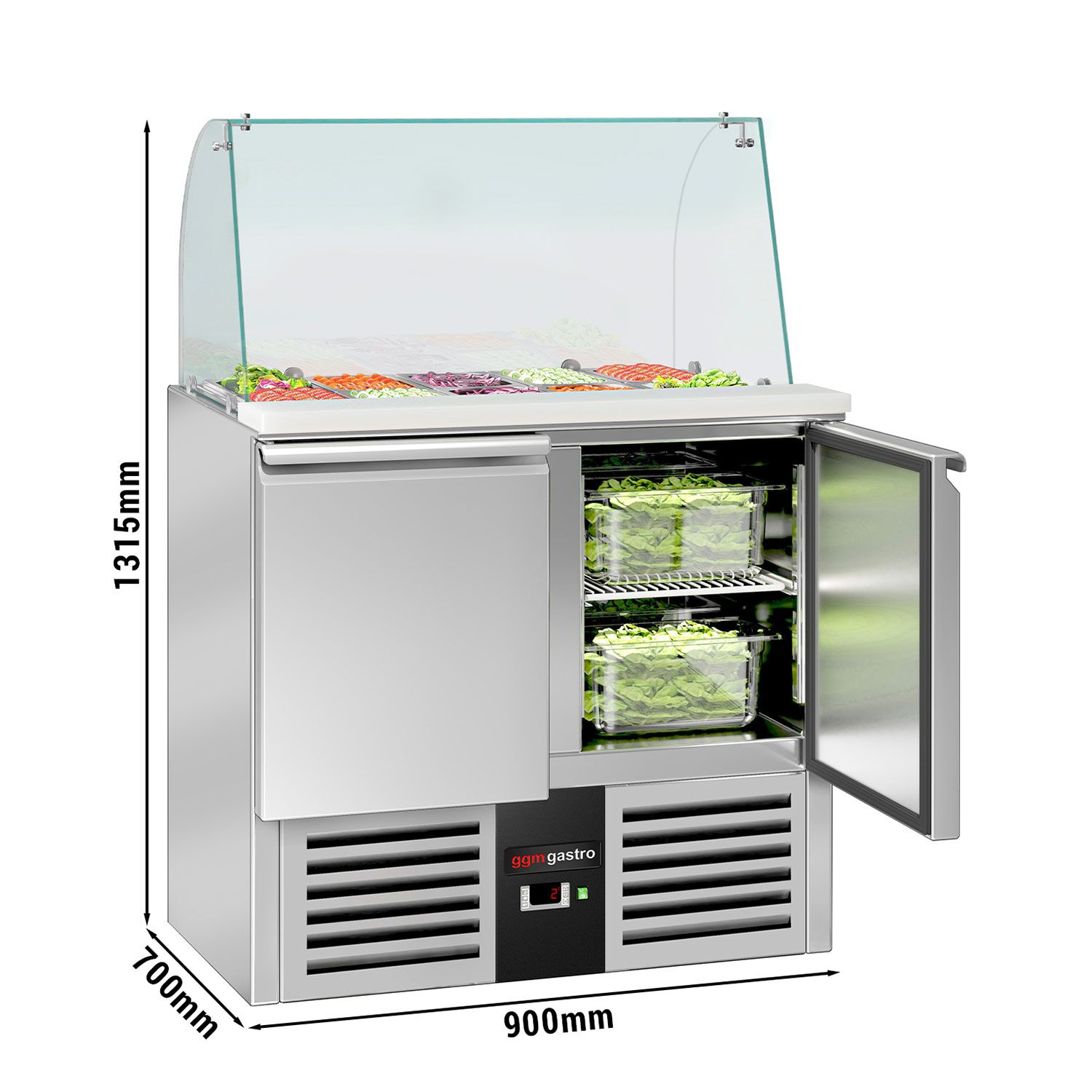Salatilett PREMIUM, 900mm, 2 ust, klaasvitriin