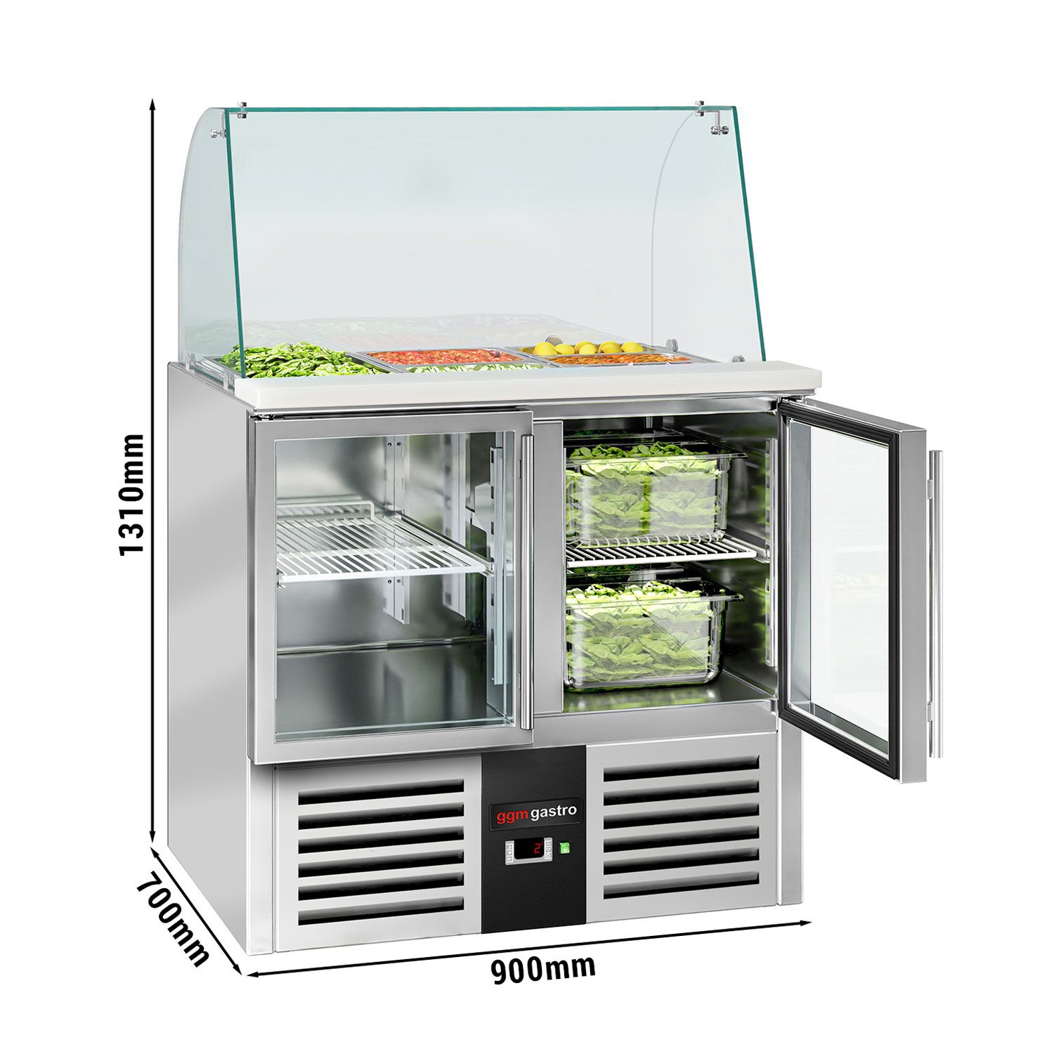 Salatilett PREMIUM, 900mm, 2 klaasust, klaasvitriin