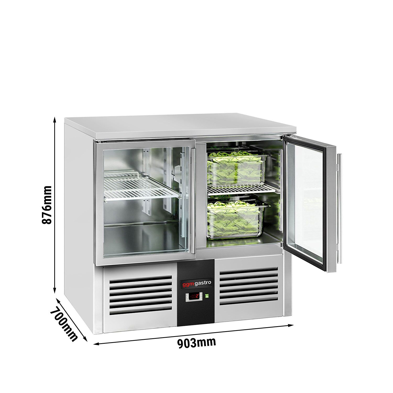Külmlaud PREMIUM 900×700mm, klaasuksed ja graniittasapind
