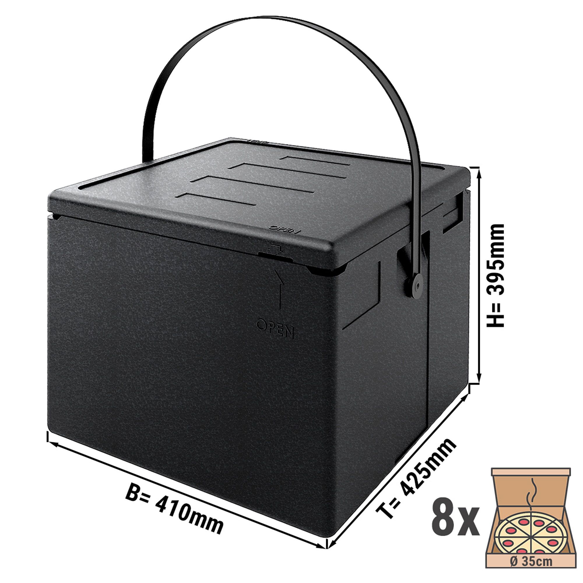 Pitsa transpordikast, 8×Ø35cm