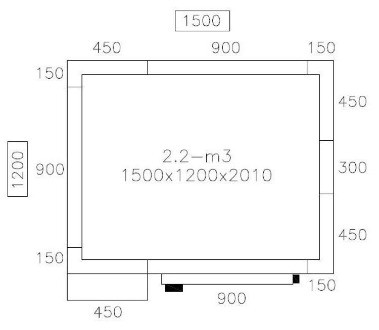 Sügavkülmkamber, 1500×1200mm, 2,20m³