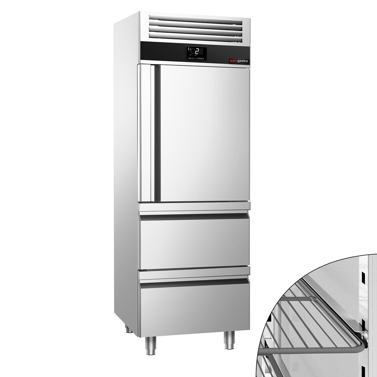 Sügavkülmik PREMIUM GN2/1, 700l, 1 uks+2 sahtlit