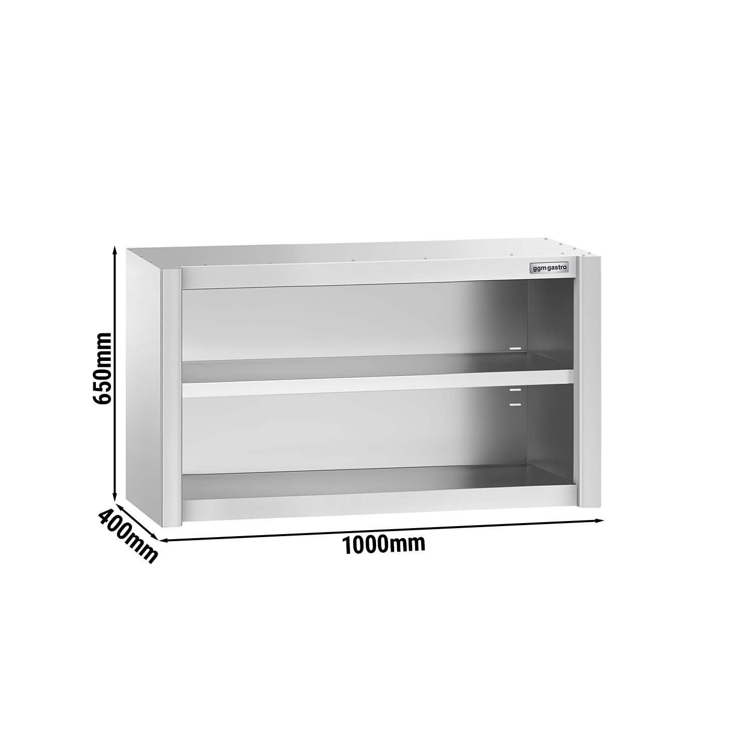 Roostevaba seinakapp 1000 × 400 × 650 mm, avatud