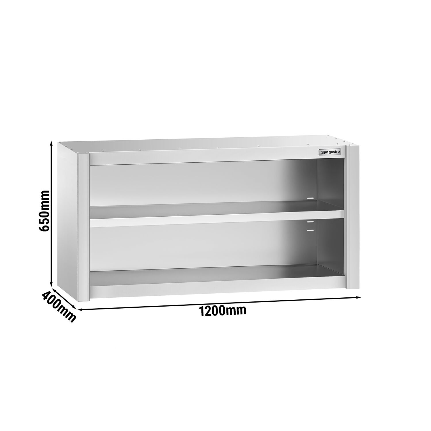 Roostevaba seinakapp 1200 × 400 × 650 mm, avatud