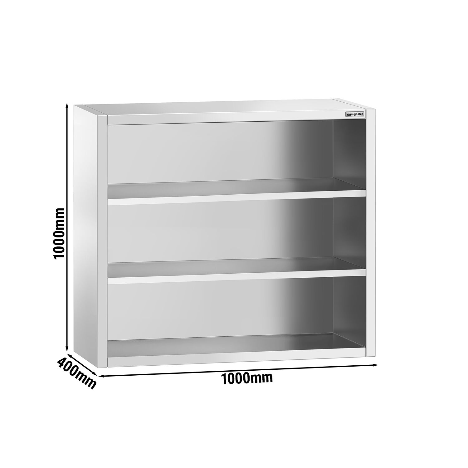 Roostevaba seinakapp 1000 × 400 × 1000 mm, avatud
