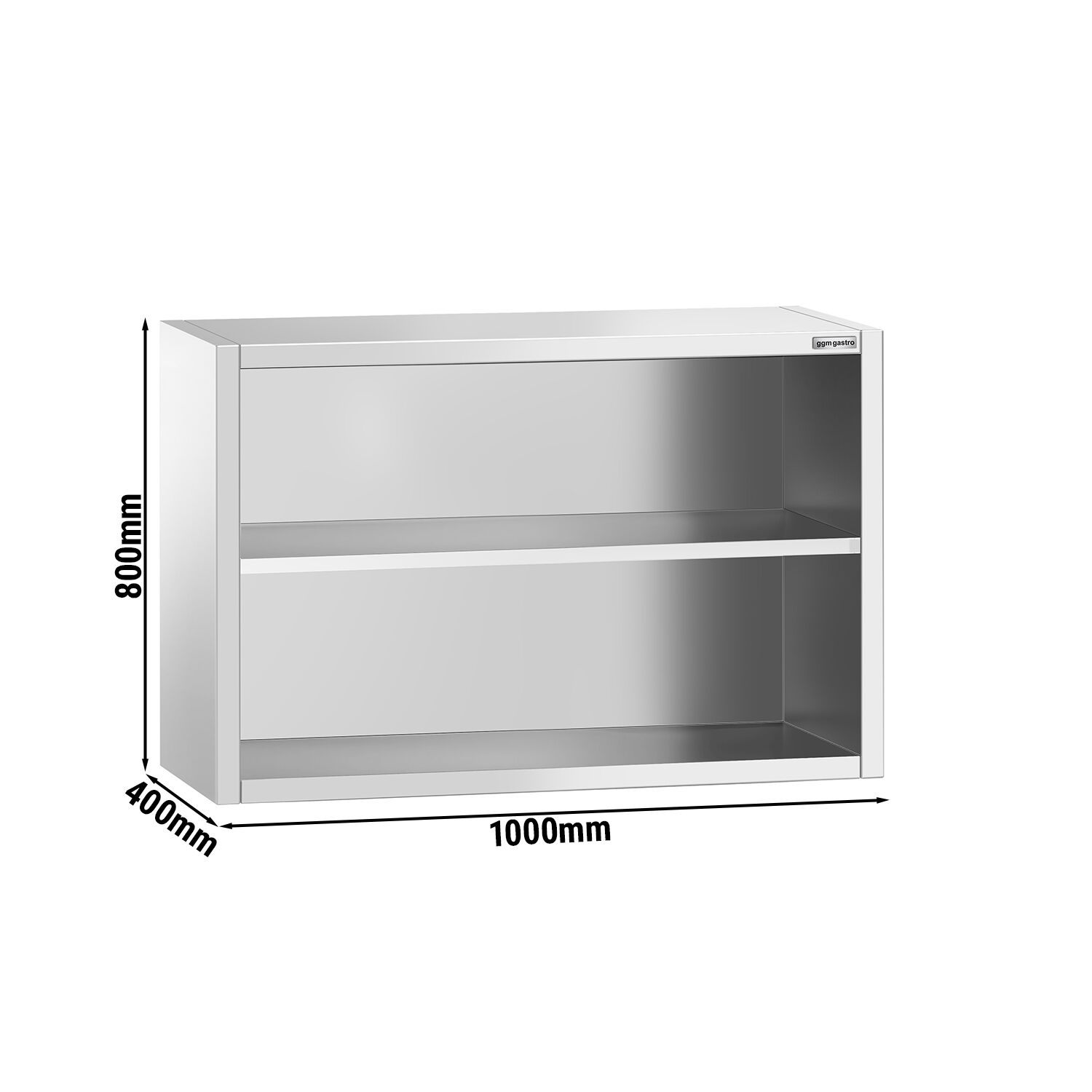 Roostevaba seinakapp 1000 × 400 × 800 mm, avatud