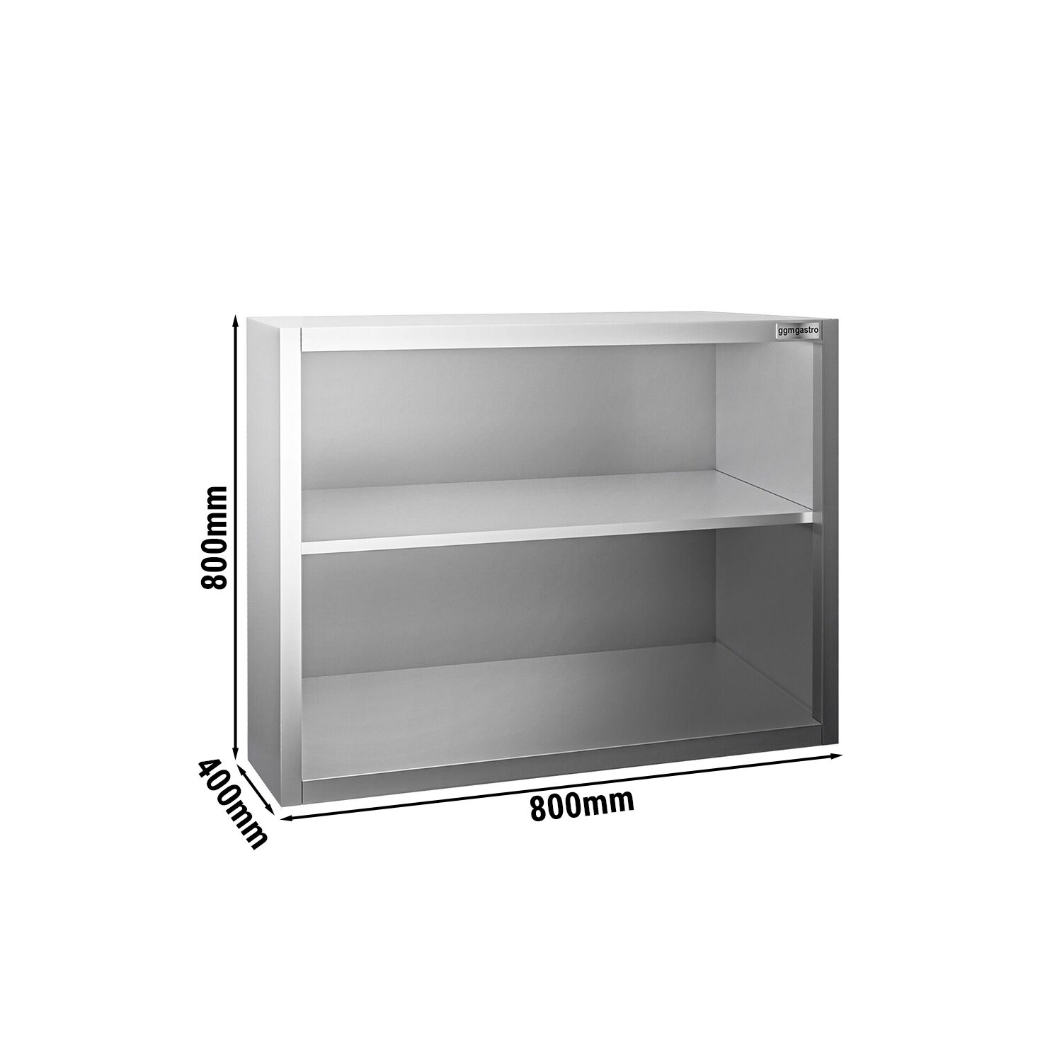 Roostevaba seinakapp 800 × 400 × 800 mm, avatud