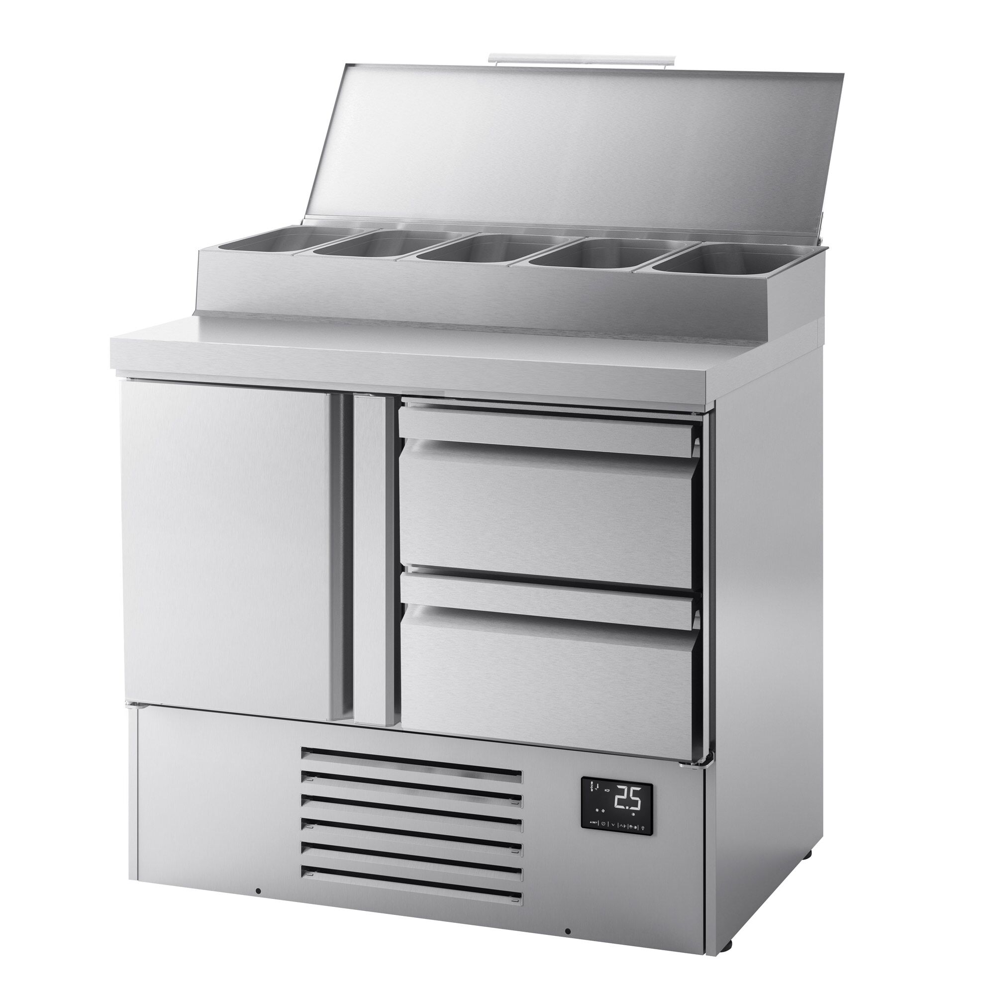 Salatileti ettevalmistuslaud, 978mm, 1 uks+2 sahtlit