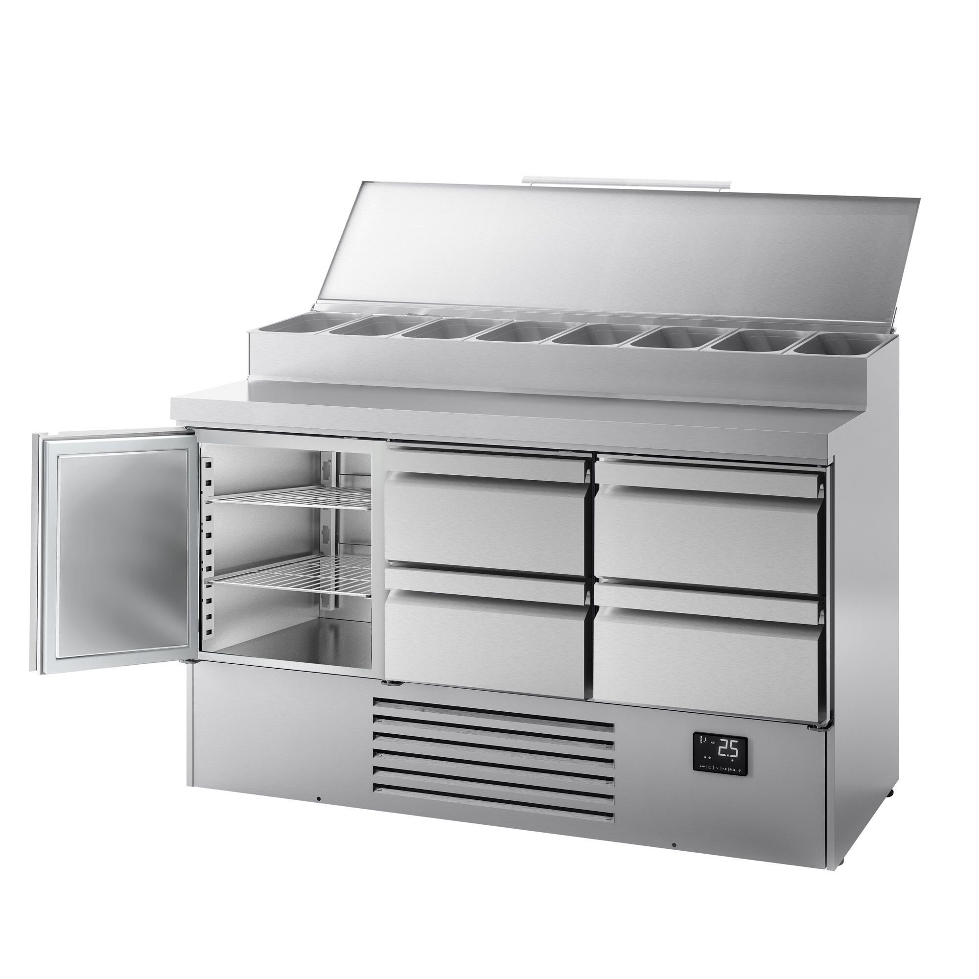 Salatileti ettevalmistuslaud, 1460mm, 1 uks+4 sahtlit