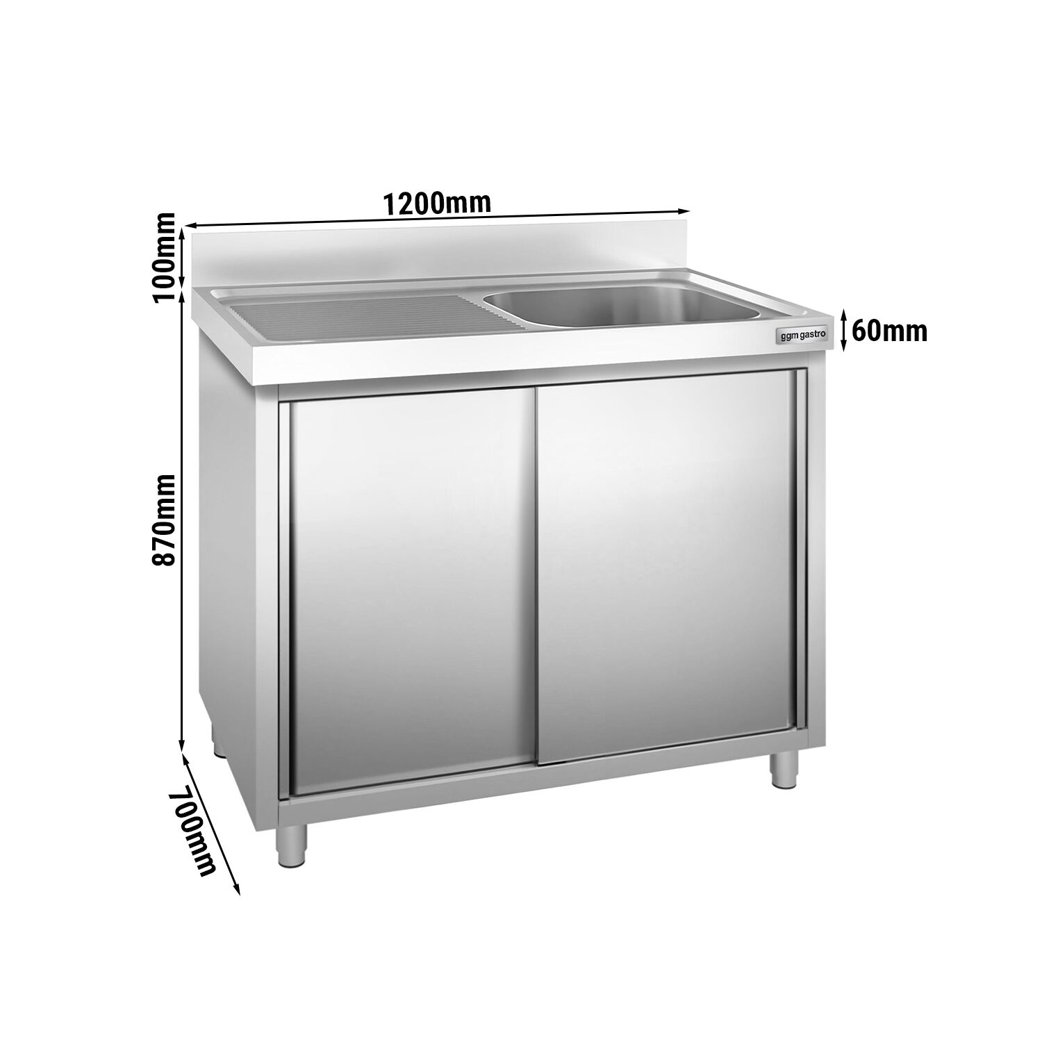 Valamukapp PREMIUM 1200x700 mm – 1 valamu paremal