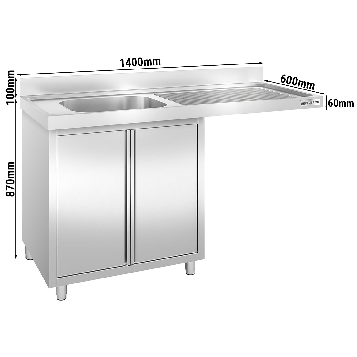 Eelpesulaud ustega 1400x600 mm – 1 valamu vasakul