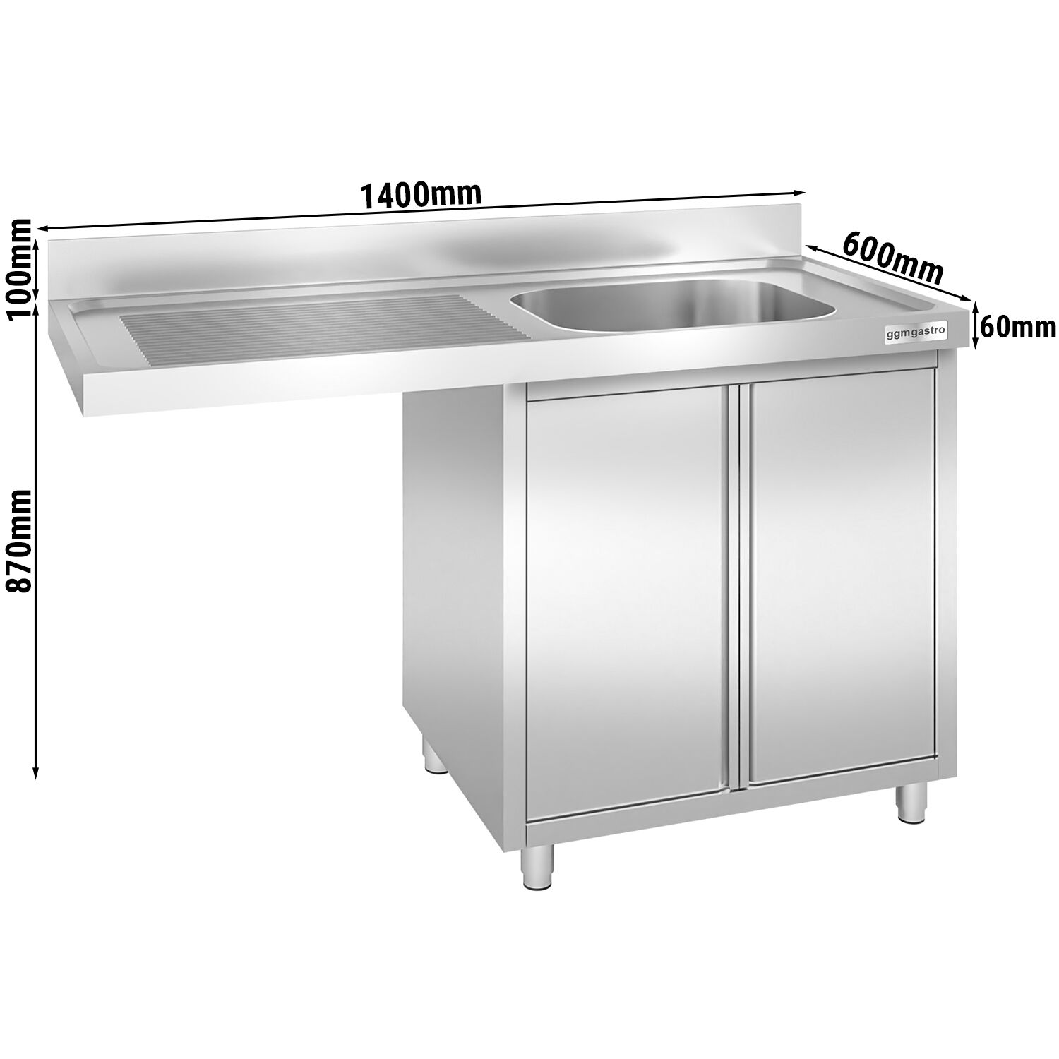 Eelpesulaud ustega 1400x600 mm – 1 valamu paremal