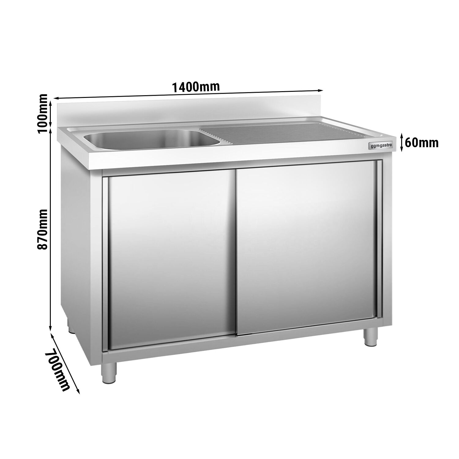 Valamukapp PREMIUM 1400x700 mm – 1 valamu vasakul