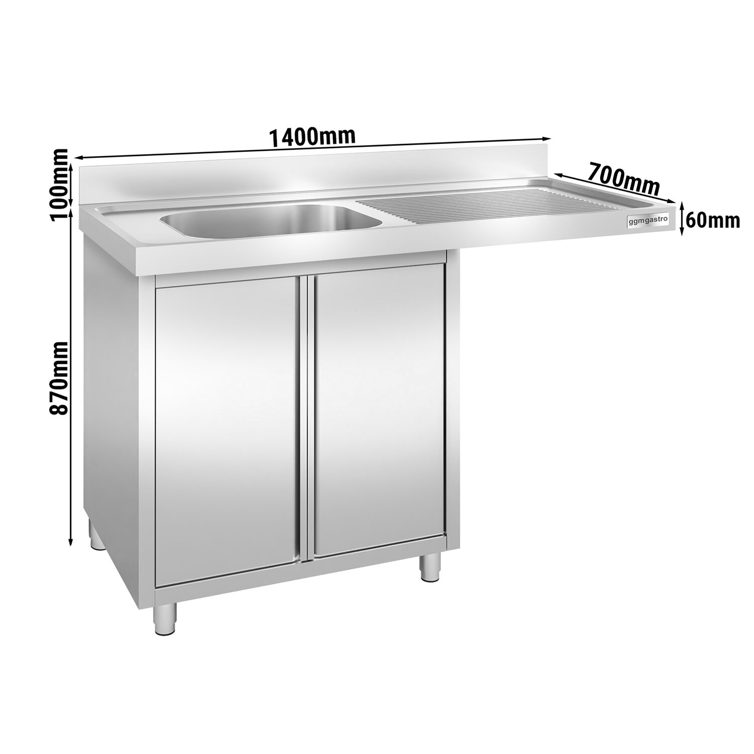 Eelpesulaud ustega 1400x700 mm – 1 valamu vasakul