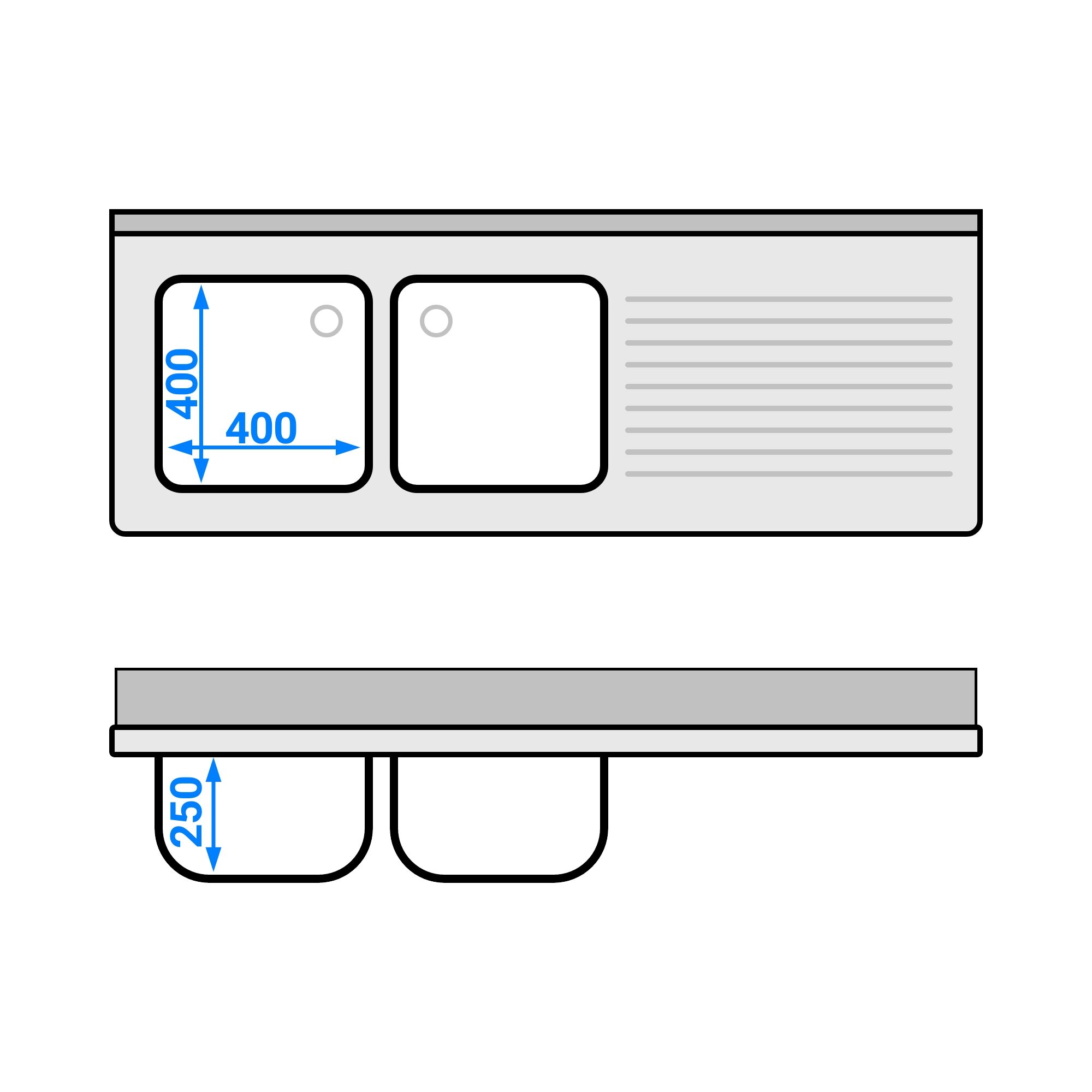 Eelpesulaud ustega 1600x600 mm – 2 valamut vasakul