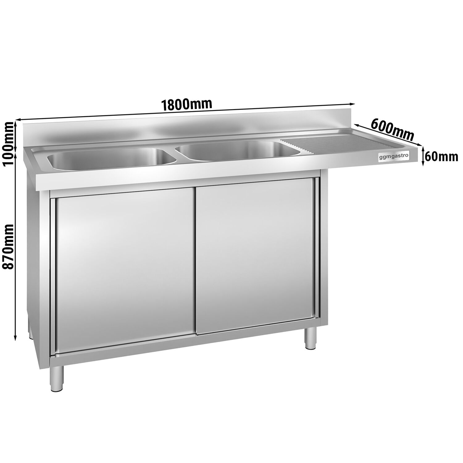 Eelpesulaud ustega 1800x600 mm – 2 valamut vasakul