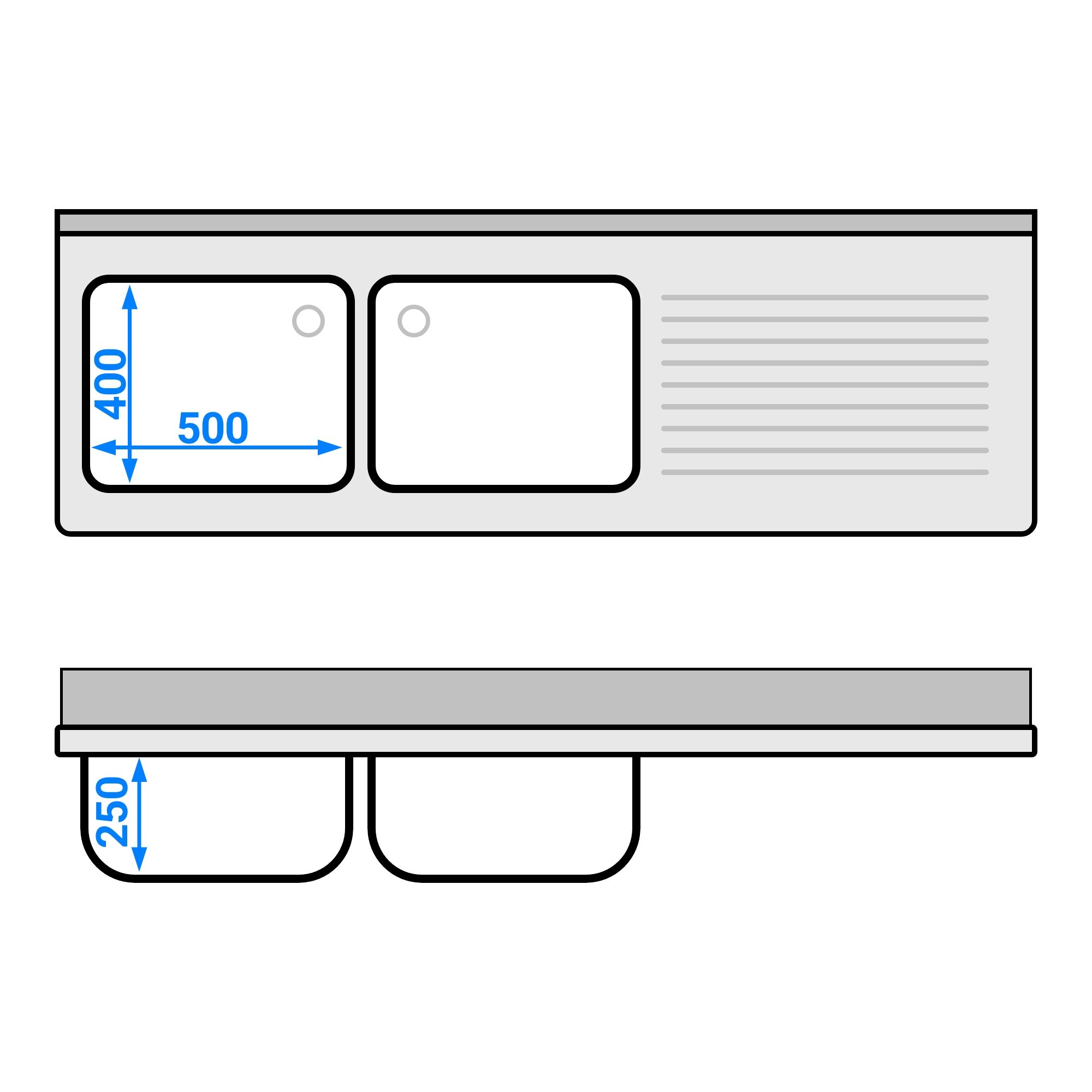 Eelpesulaud ustega 1800x600 mm – 2 valamut vasakul