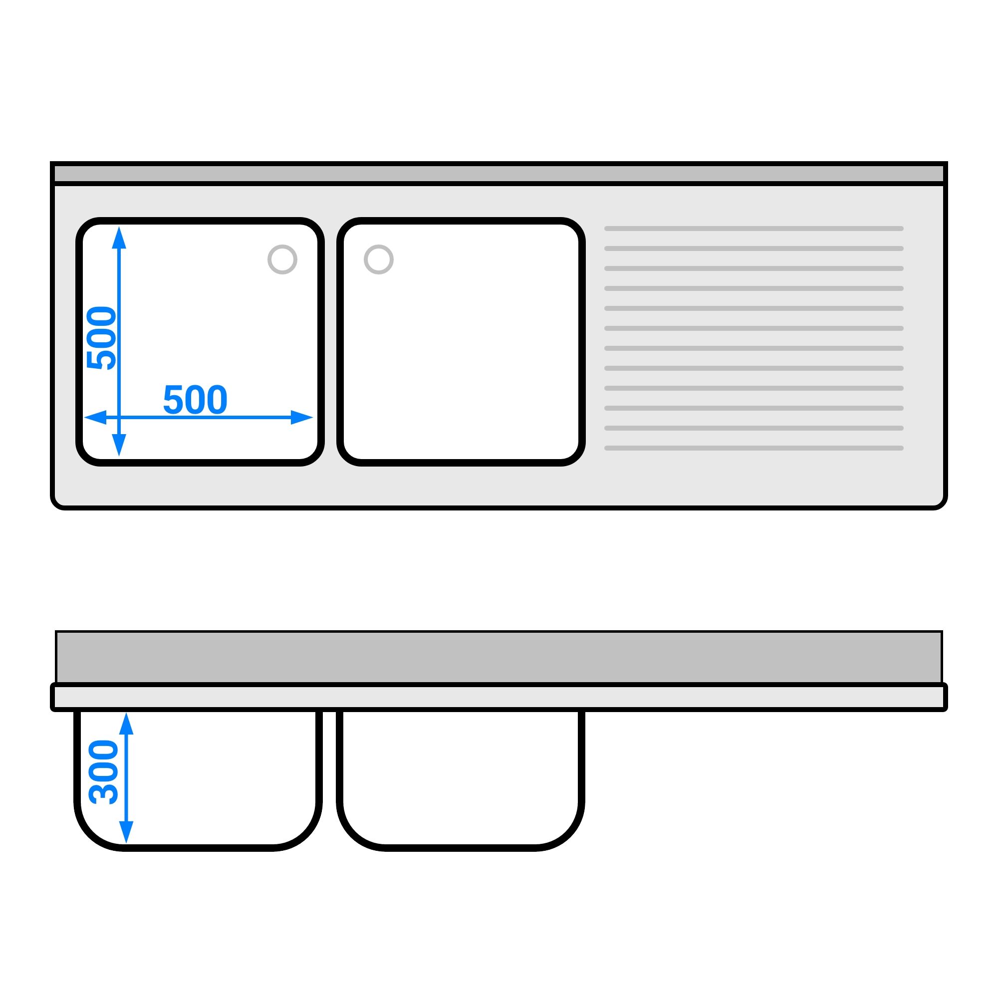 Eelpesulaud ustega 1800x700 mm – 2 valamut vasakul