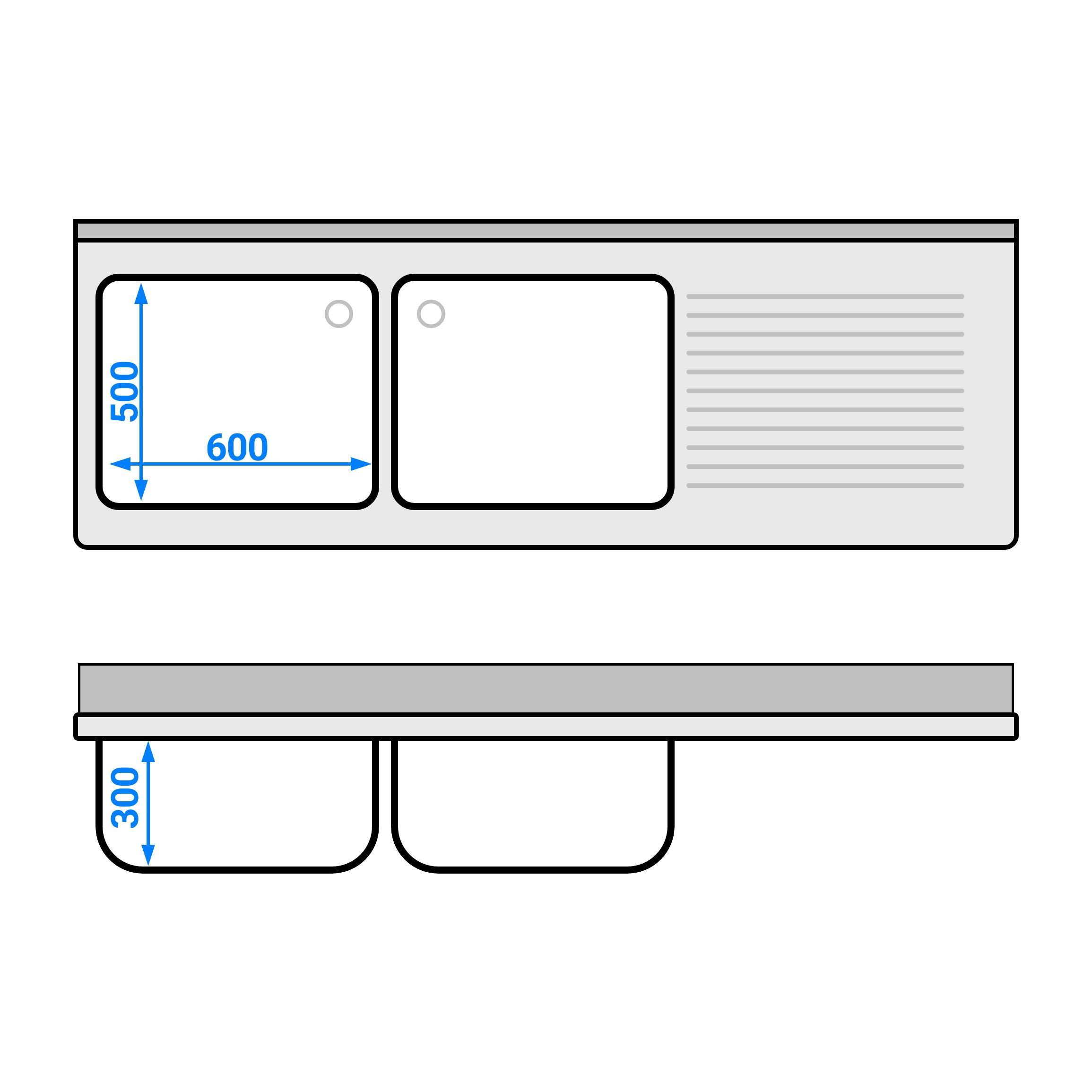 Eelpesulaud ustega 2000x700 mm – 2 valamut vasakul