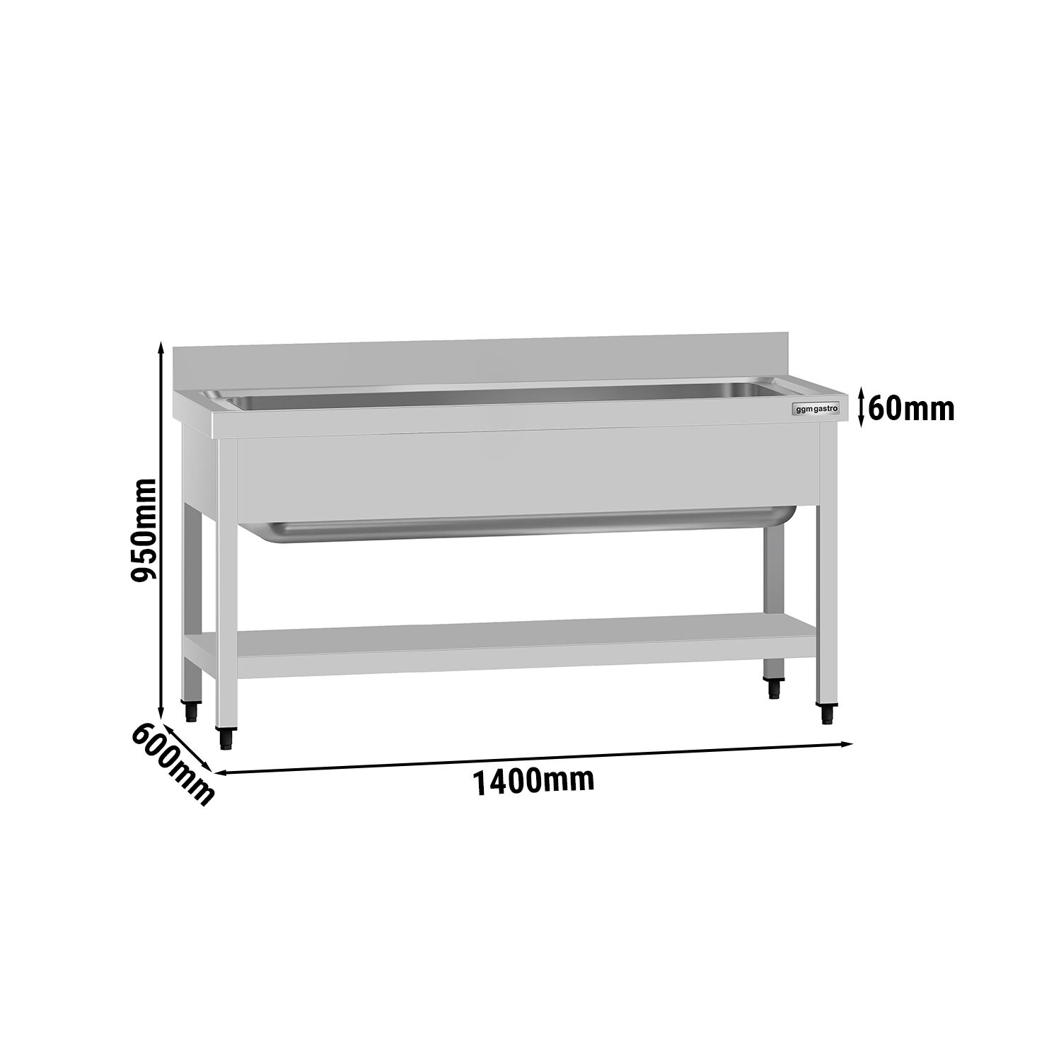 Valamulaud ECO 1400x600 mm – riiuliga, tagaservaga