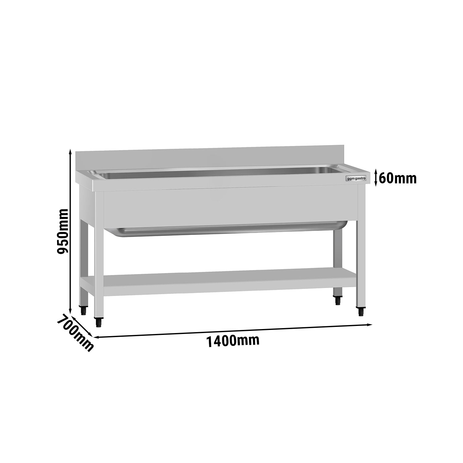 Valamulaud ECO 1400x700 mm – riiuliga, tagaservaga
