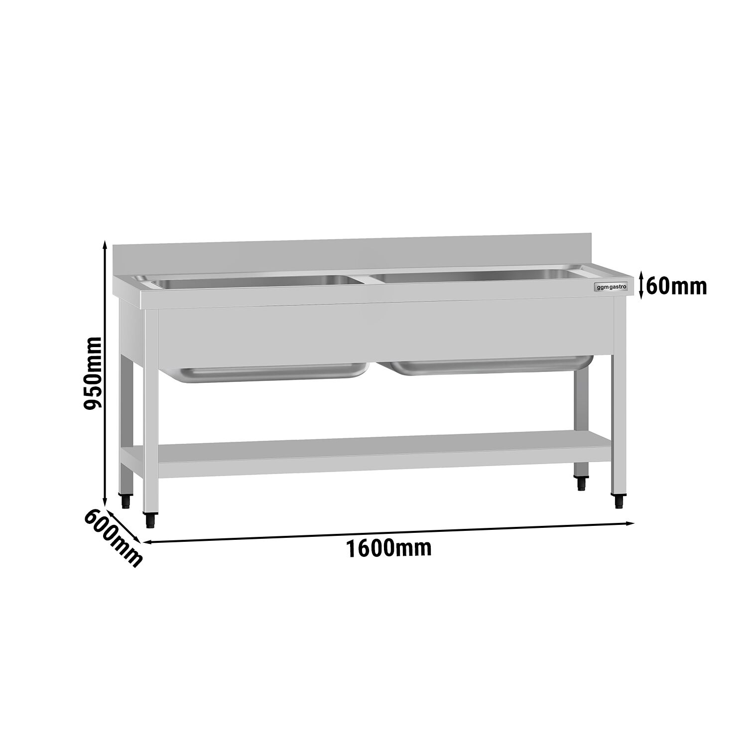 Valamulaud ECO 1600x600 mm – riiuliga, tagaservaga